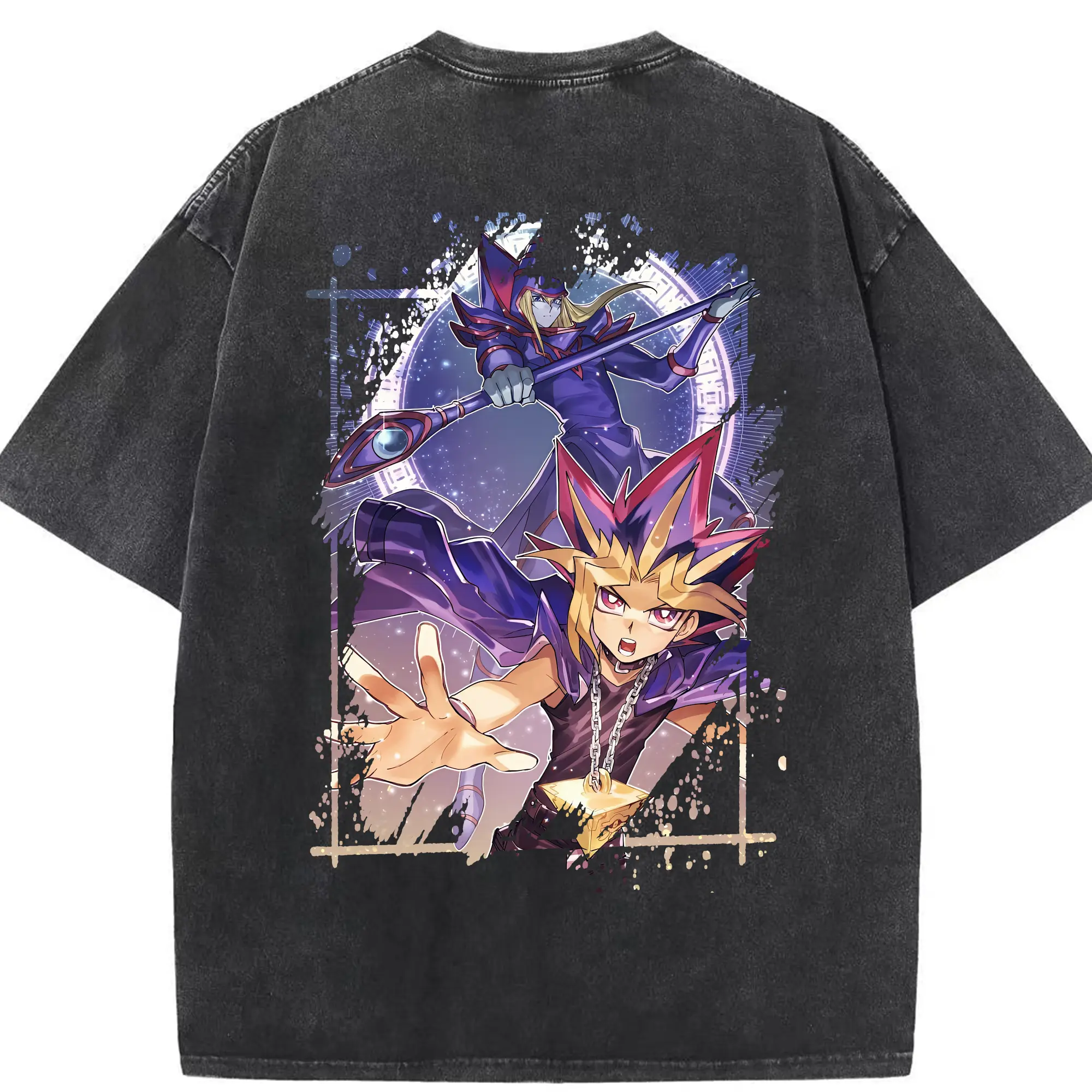 遊☆戯☆王 グッズ,武藤遊戯 - 綿100％ ヴィンテージ風 半袖Tシャツ ・ 背面プリント ・ 柔らか肌触り ・ 通気性 快適 ・ スポーツ カジュアル 外出用