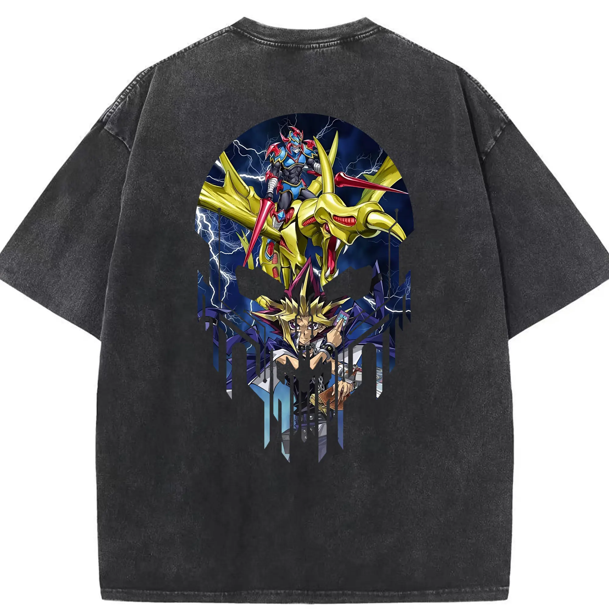 遊☆戯☆王 グッズ,武藤遊戯 - 綿100％ ヴィンテージ風 半袖Tシャツ ・ 背面プリント ・ 柔らか肌触り ・ 通気性 快適 ・ スポーツ カジュアル 外出用