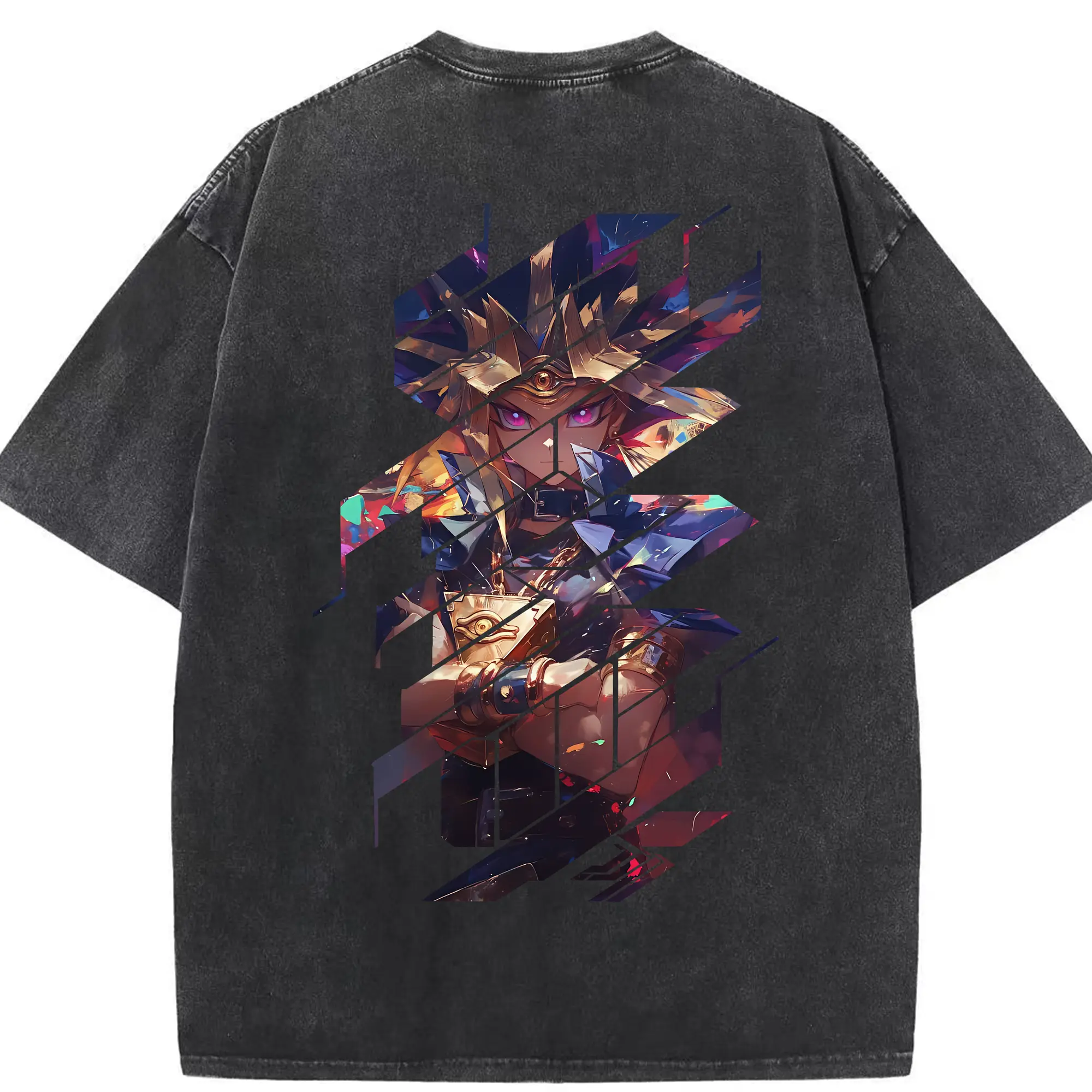 遊☆戯☆王 グッズ,武藤遊戯 - 綿100％ ヴィンテージ風 半袖Tシャツ ・ 背面プリント ・ 柔らか肌触り ・ 通気性 快適 ・ スポーツ カジュアル 外出用