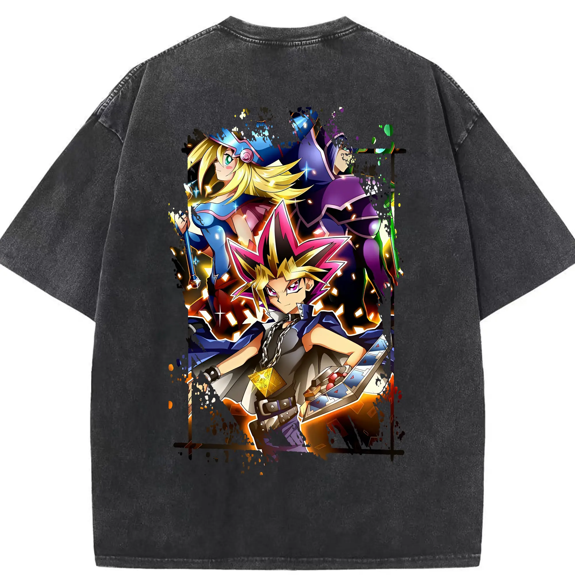 遊☆戯☆王 グッズ,武藤遊戯 - 綿100％ ヴィンテージ風 半袖Tシャツ ・ 背面プリント ・ 柔らか肌触り ・ 通気性 快適 ・ スポーツ カジュアル 外出用