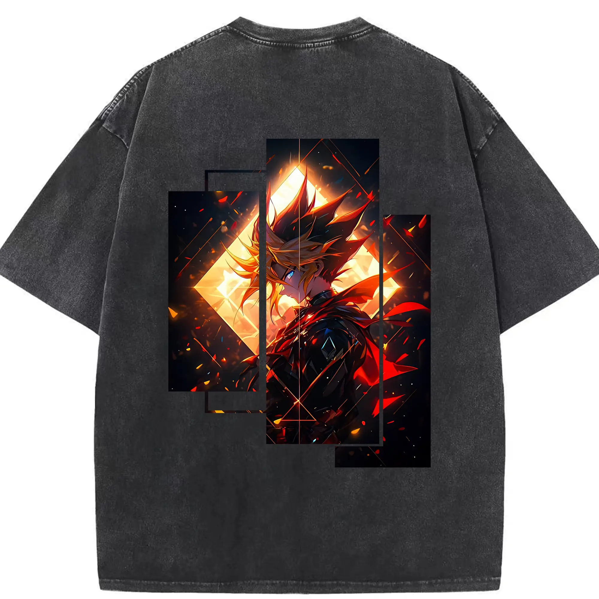 遊☆戯☆王 グッズ,武藤遊戯 - 綿100％ ヴィンテージ風 半袖Tシャツ ・ 背面プリント ・ 柔らか肌触り ・ 通気性 快適 ・ スポーツ カジュアル 外出用