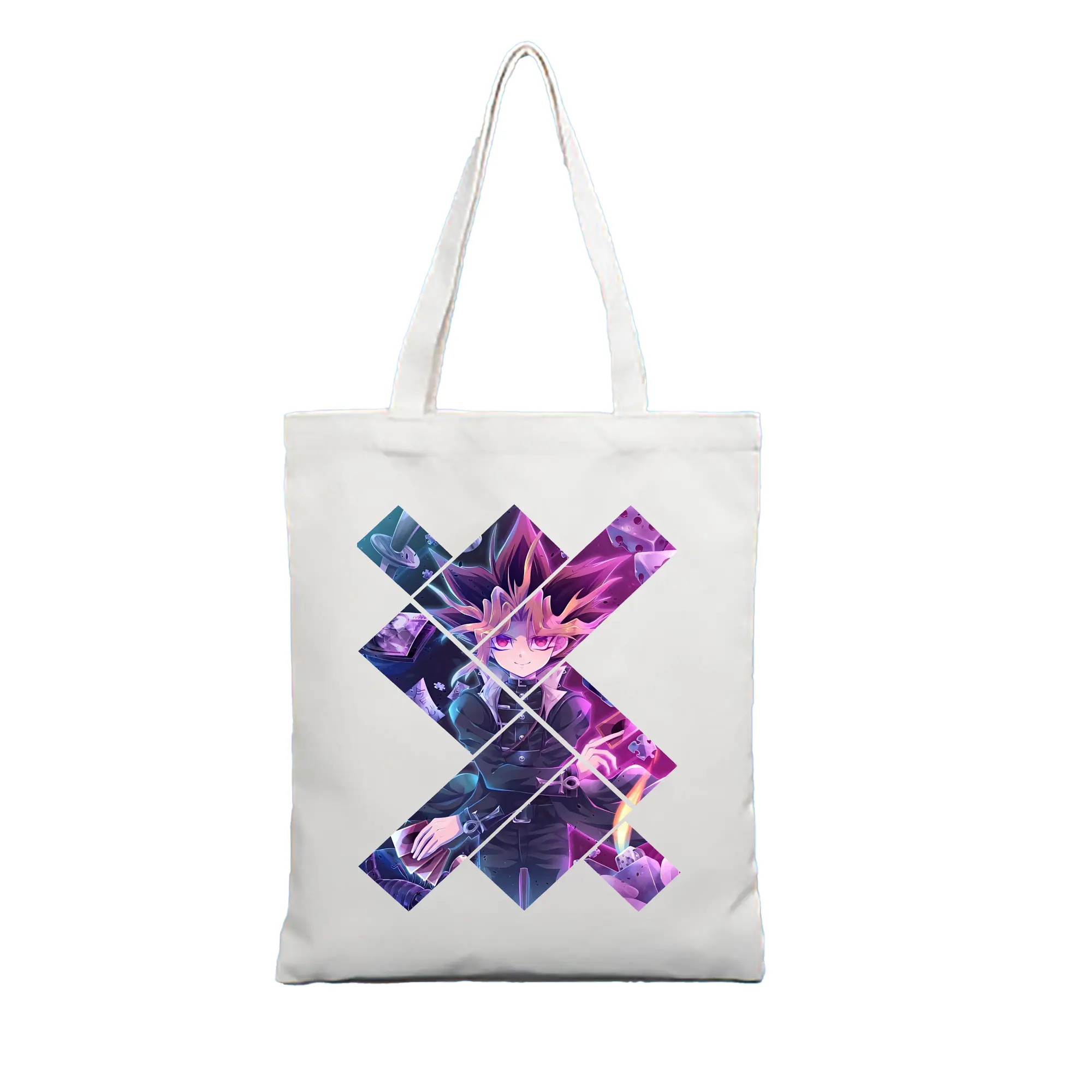 遊☆戯☆王 グッズ,武藤遊戯 - 縦型キャンバス手提げバッグ（トートバッグ） ・ キャンバス素材 ・ ショッピング用 ・ 軽量 丈夫 お手入れ簡単