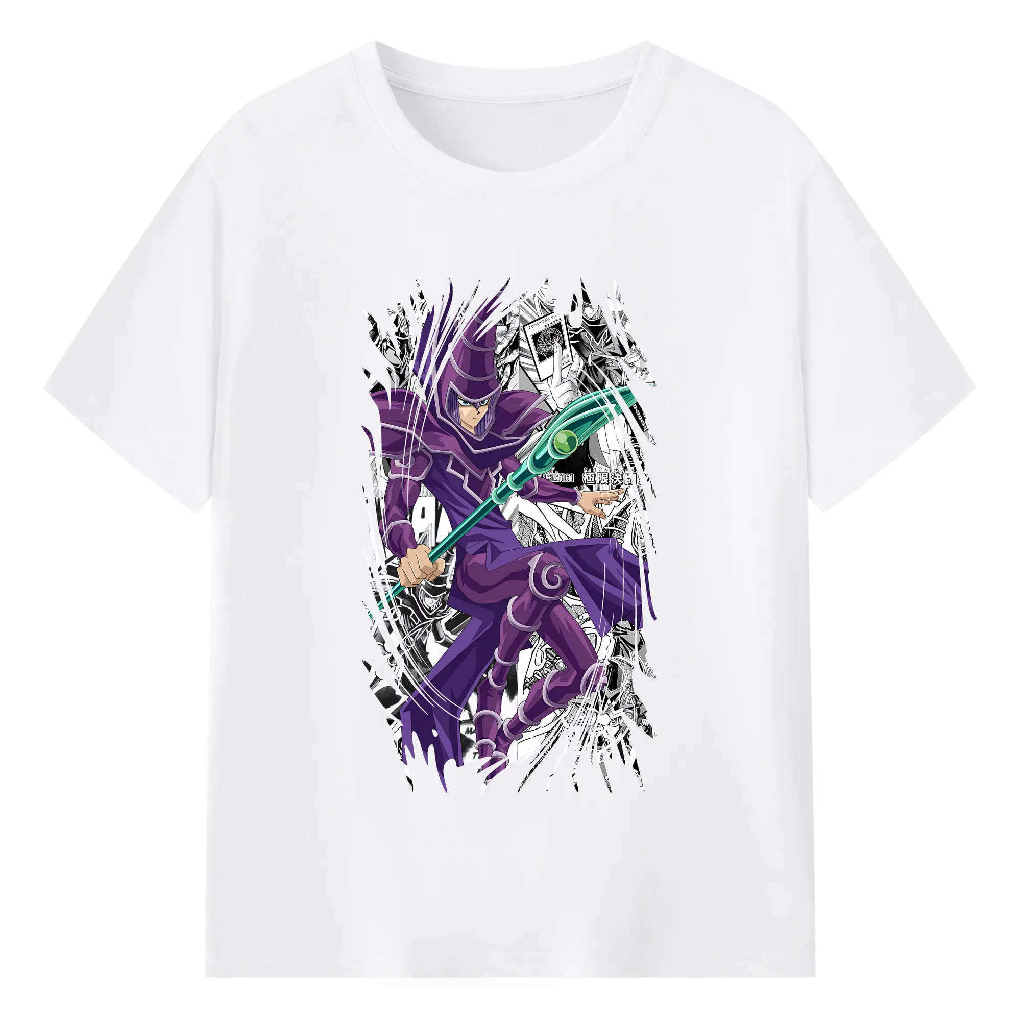 遊☆戯☆王 グッズ,ブラック・マジシャン - 綿100％ 半袖Tシャツ ・ フロントプリント ・ 快適 通気性 ・ 日常使い 散歩 スポーツ用