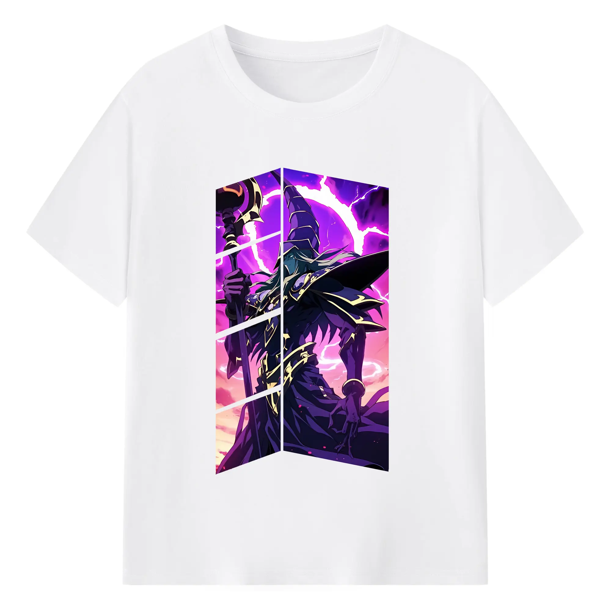 遊☆戯☆王 グッズ,ブラック・マジシャン - 綿100％ 半袖Tシャツ ・ フロントプリント ・ 快適 通気性 ・ 日常使い 散歩 スポーツ用