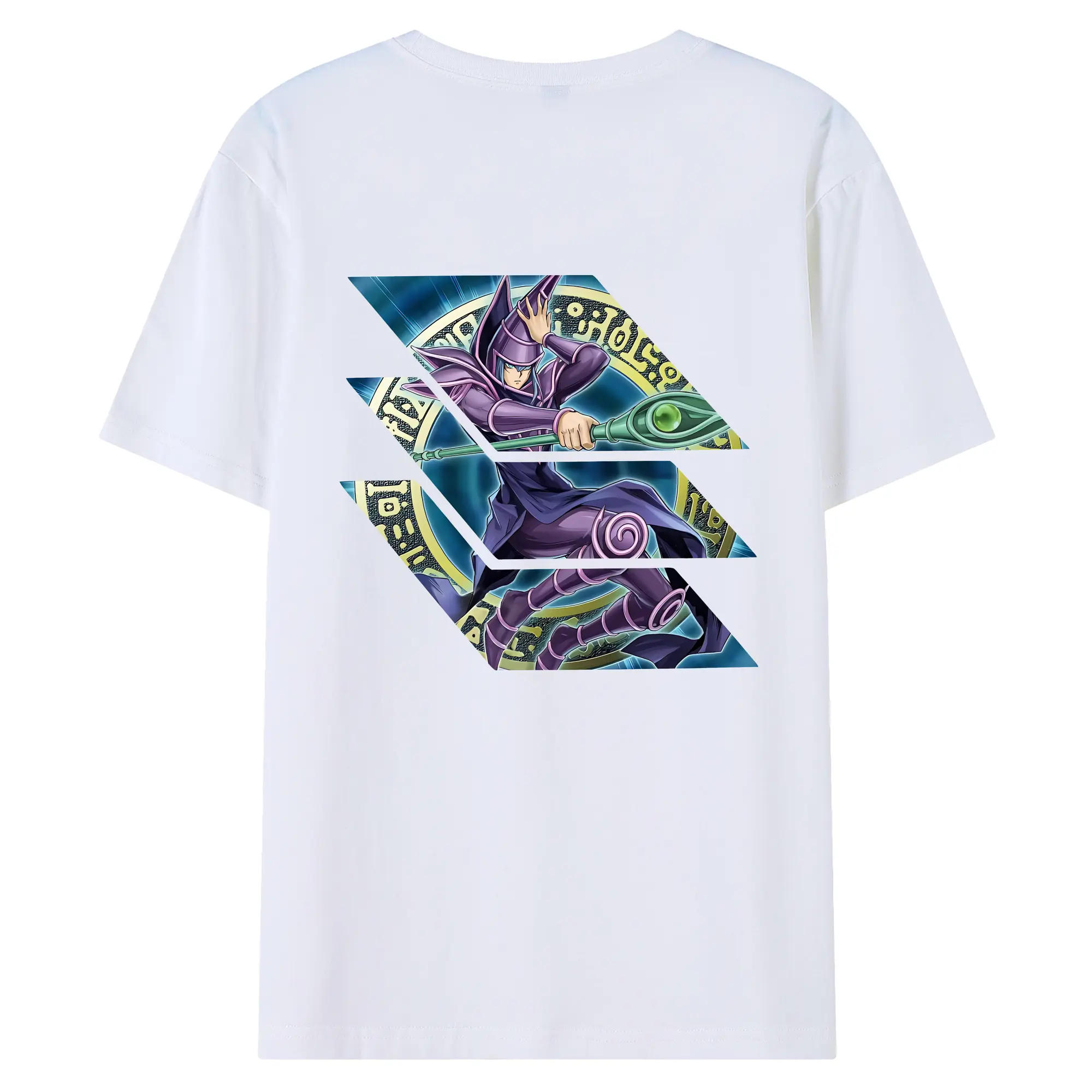 遊☆戯☆王 グッズ,ブラック・マジシャン - 綿100％ 半袖Tシャツ ・ バックプリント ・ 快適 通気性 ・ 日常使い 散歩 スポーツ用