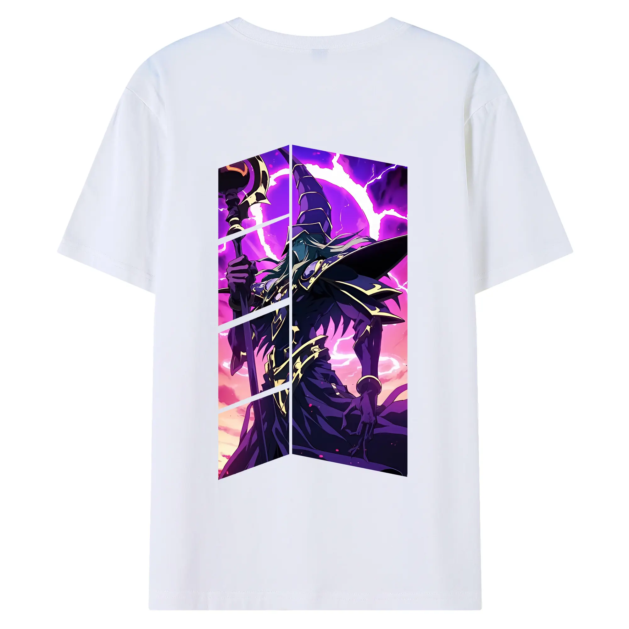 遊☆戯☆王 グッズ,ブラック・マジシャン - 綿100％ 半袖Tシャツ ・ バックプリント ・ 快適 通気性 ・ 日常使い 散歩 スポーツ用