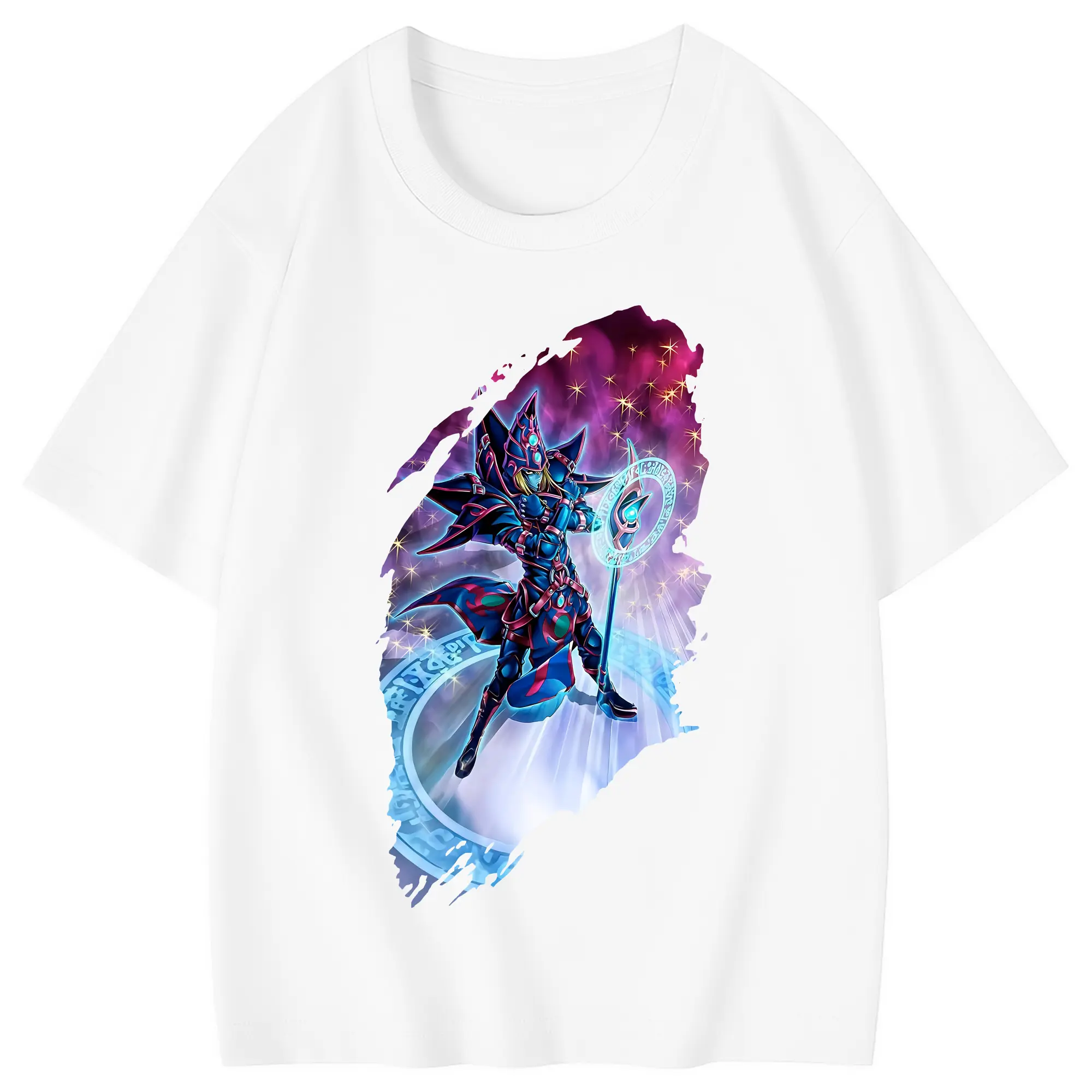 遊☆戯☆王 グッズ,ブラック・マジシャン - 綿100％ キッズTシャツ ・ フロントプリント ・ 快適 通気性 ・ スポーツ カジュアル 散歩用