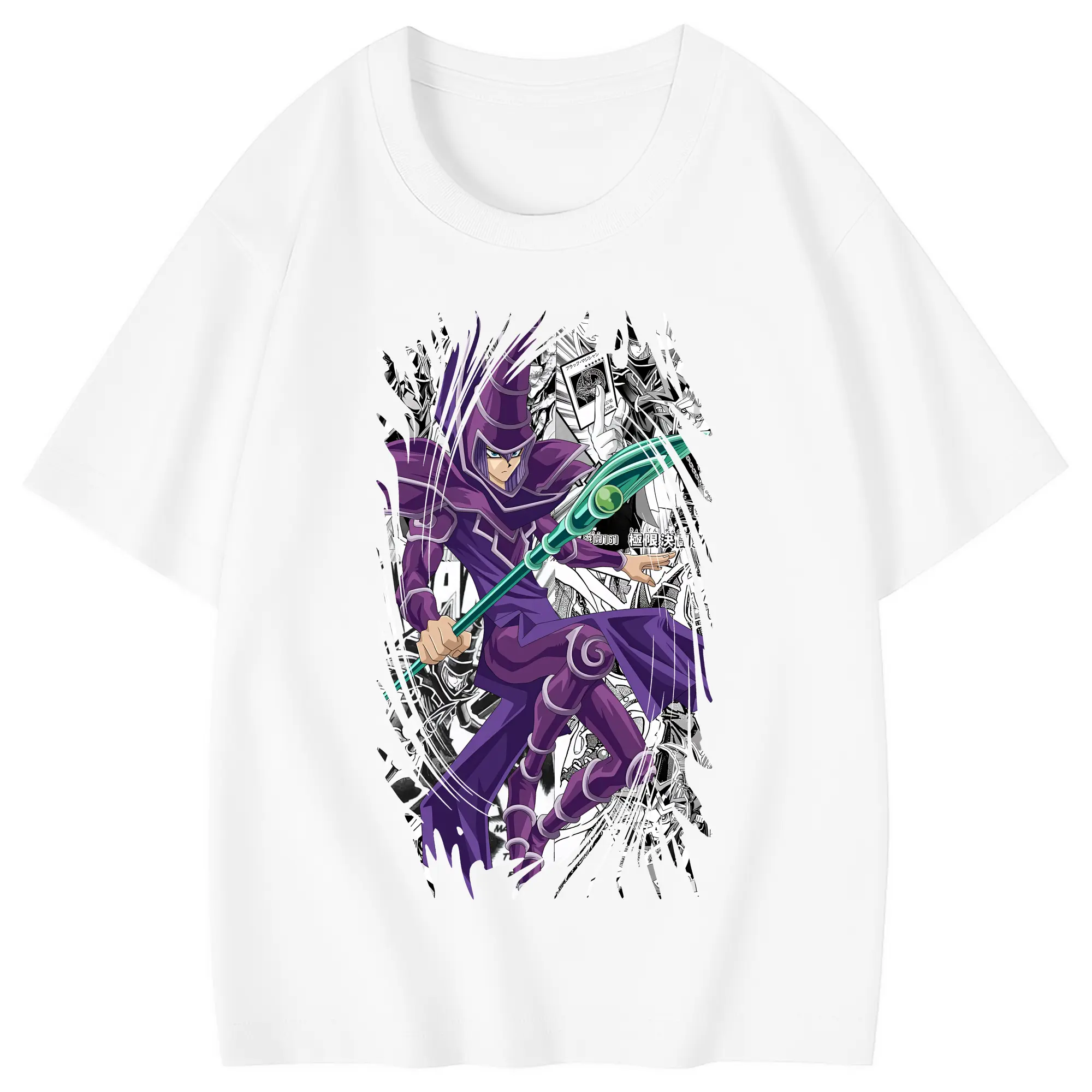 遊☆戯☆王 グッズ,ブラック・マジシャン - 綿100％ キッズTシャツ ・ フロントプリント ・ 快適 通気性 ・ スポーツ カジュアル 散歩用