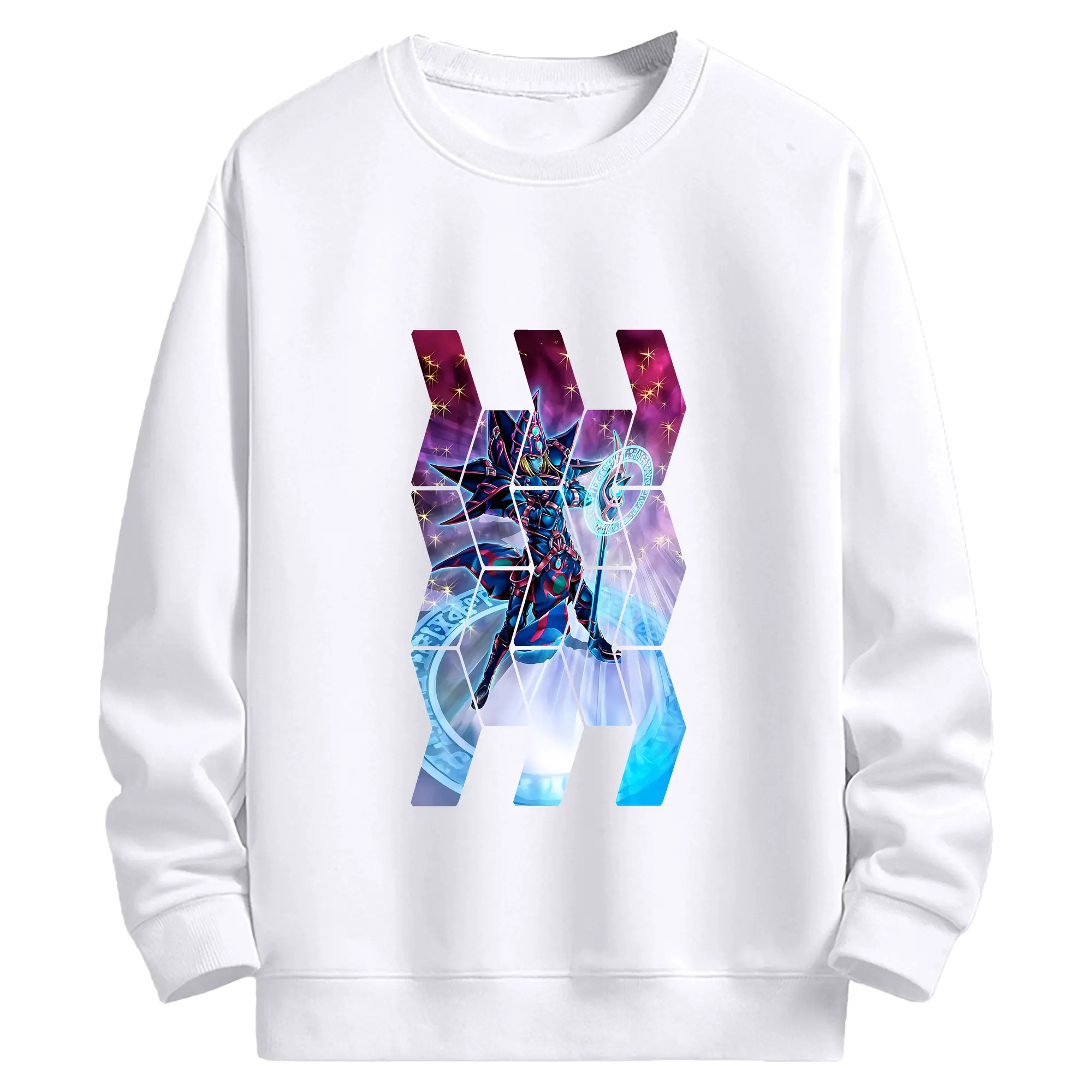 遊☆戯☆王 グッズ,ブラック・マジシャン - 高品質 クルーネック スウェット ・ コットン59％ ポリエステル41％ ・ ユニセックス 長袖 トレーナー ・ カジュアル デイリー スポーツ 散歩用