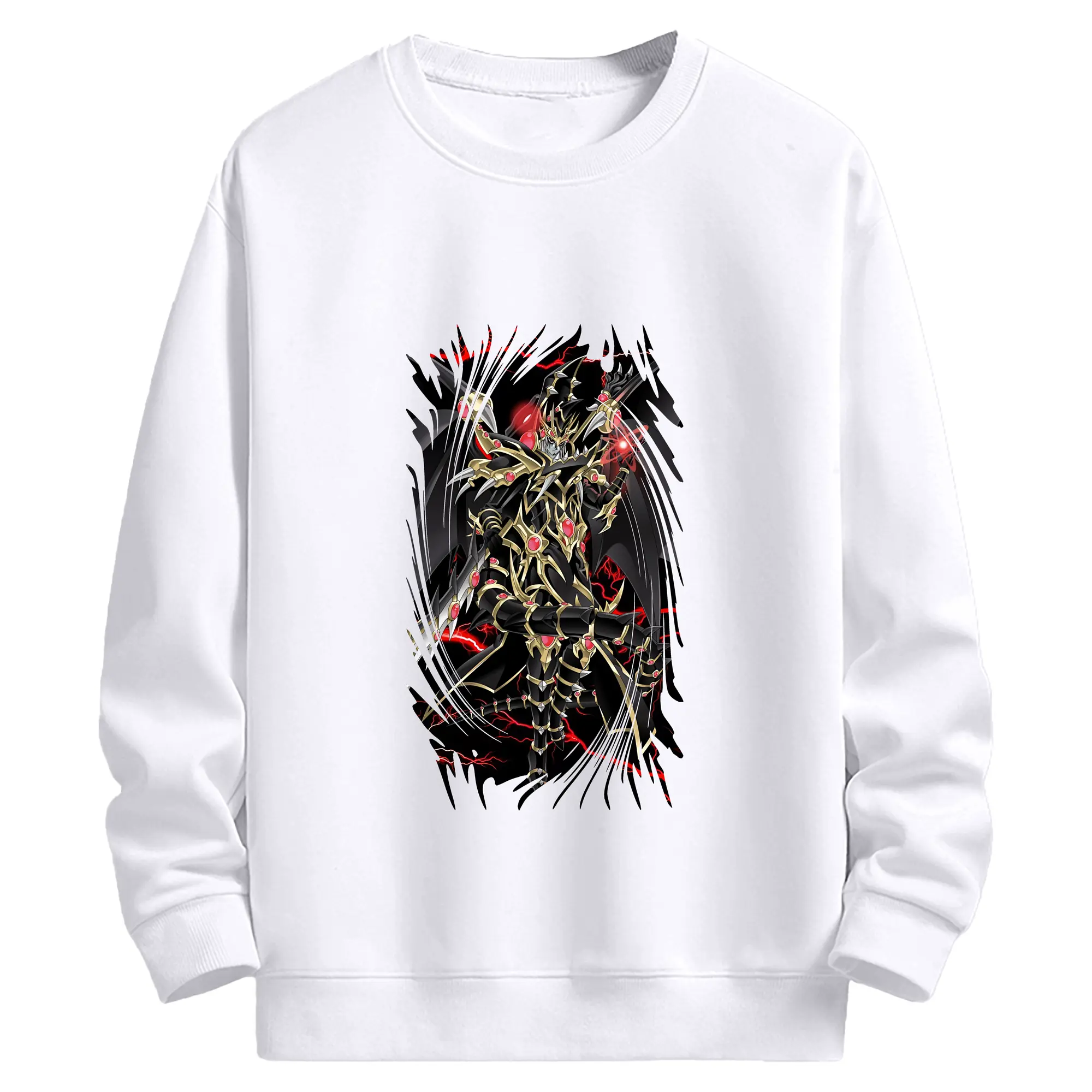 遊☆戯☆王 グッズ,ブラック・マジシャン - 高品質 クルーネック スウェット ・ コットン59％ ポリエステル41％ ・ ユニセックス 長袖 トレーナー ・ カジュアル デイリー スポーツ 散歩用