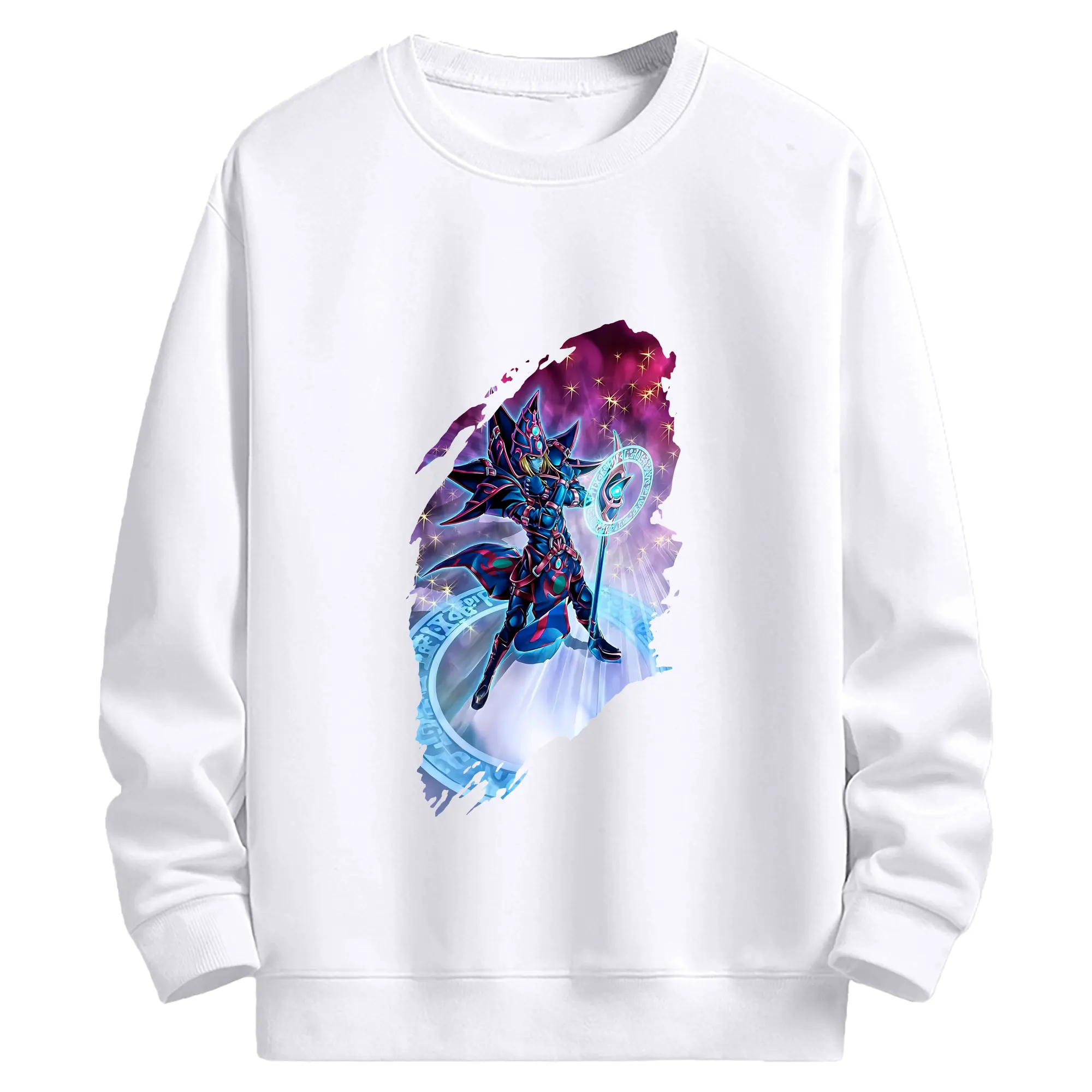 遊☆戯☆王 グッズ,ブラック・マジシャン - 高品質 クルーネック スウェット ・ コットン59％ ポリエステル41％ ・ ユニセックス 長袖 トレーナー ・ カジュアル デイリー スポーツ 散歩用