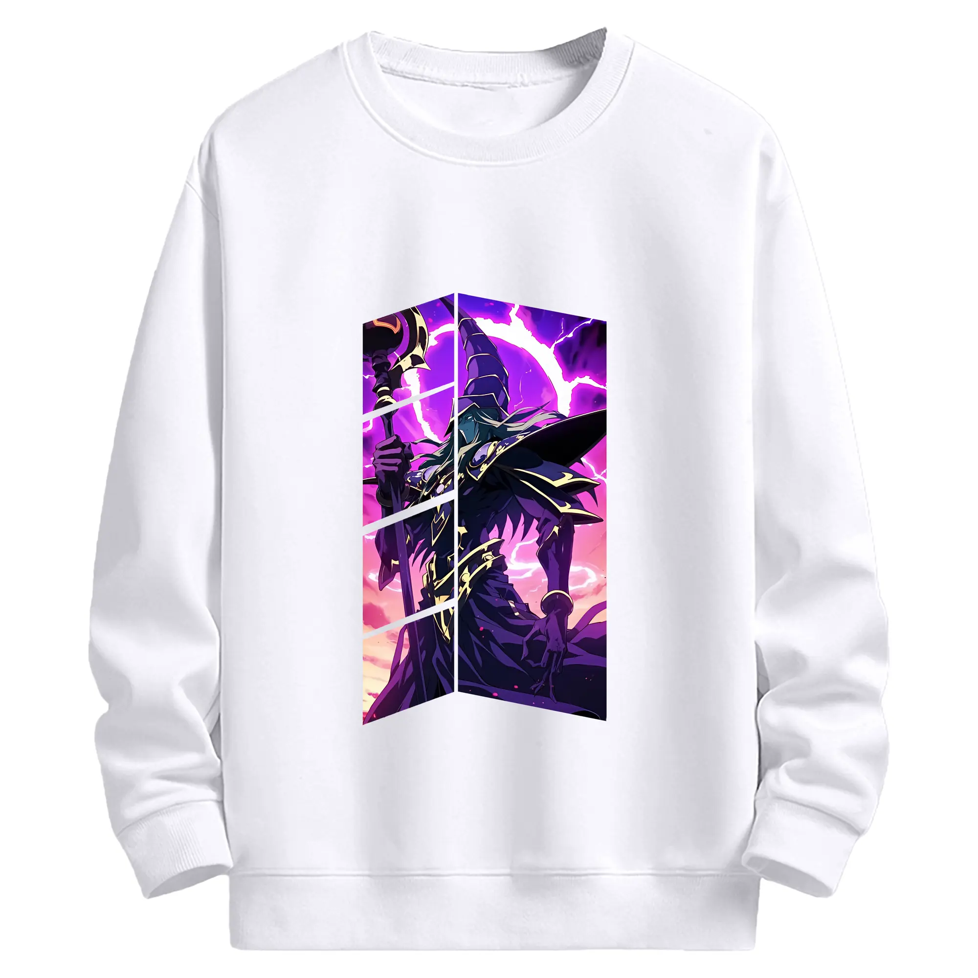 遊☆戯☆王 グッズ,ブラック・マジシャン - 高品質 クルーネック スウェット ・ コットン59％ ポリエステル41％ ・ ユニセックス 長袖 トレーナー ・ カジュアル デイリー スポーツ 散歩用