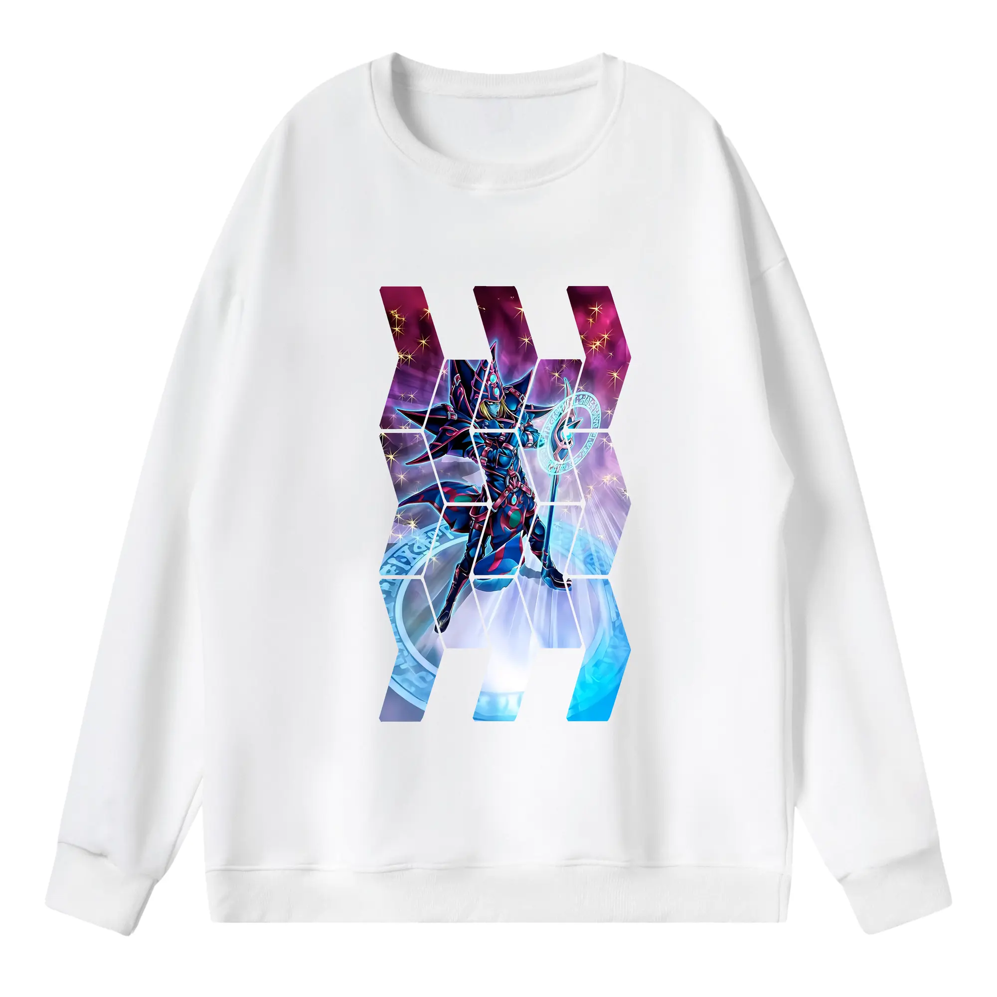 遊☆戯☆王 グッズ,ブラック・マジシャン - 薄手 クルーネック スウェット 裏毛260g · ポリエステル 春秋向け カジュアル 男女兼用 · トレーナー デイリー スポーツ 散歩に最適