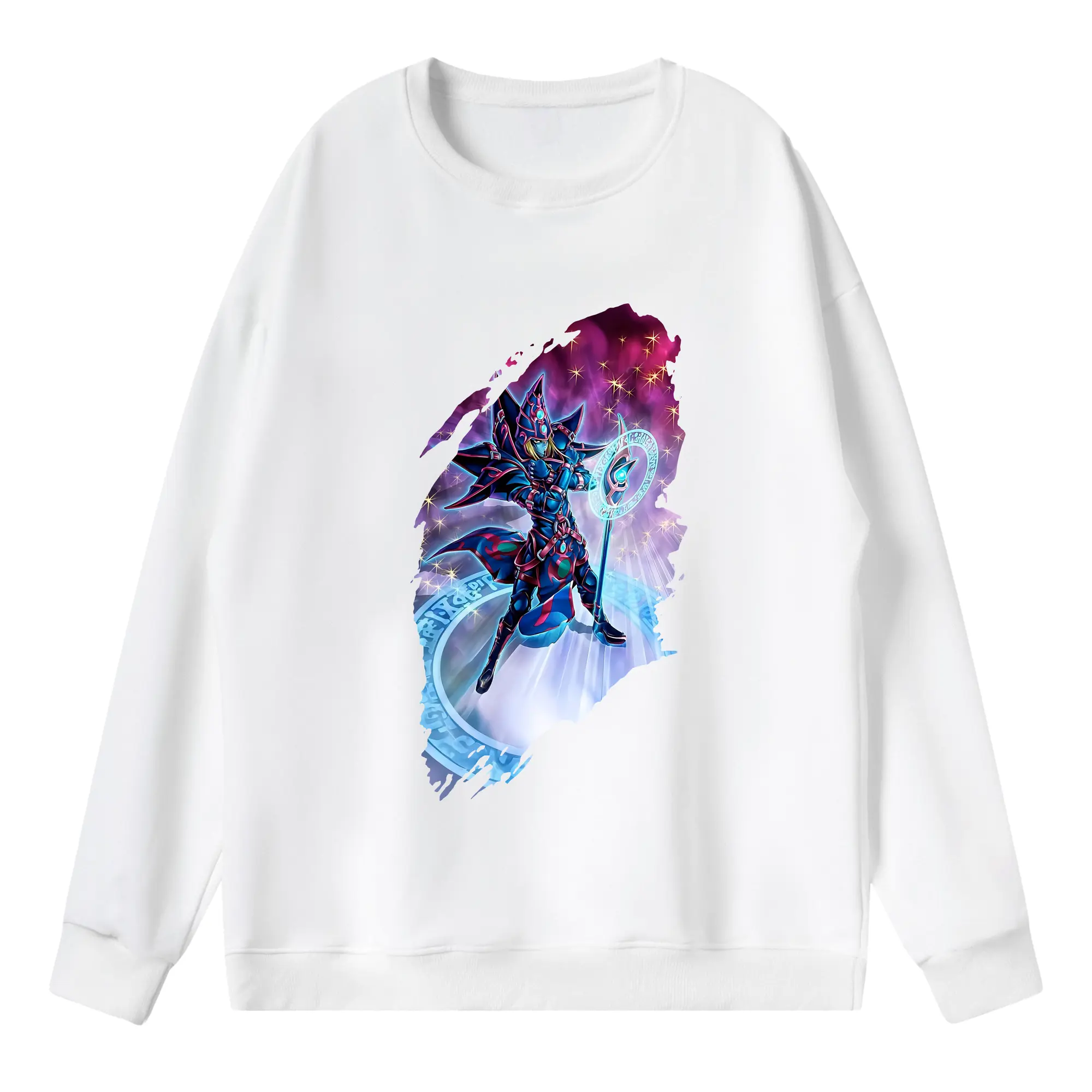 遊☆戯☆王 グッズ,ブラック・マジシャン - 薄手 クルーネック スウェット 裏毛260g · ポリエステル 春秋向け カジュアル 男女兼用 · トレーナー デイリー スポーツ 散歩に最適