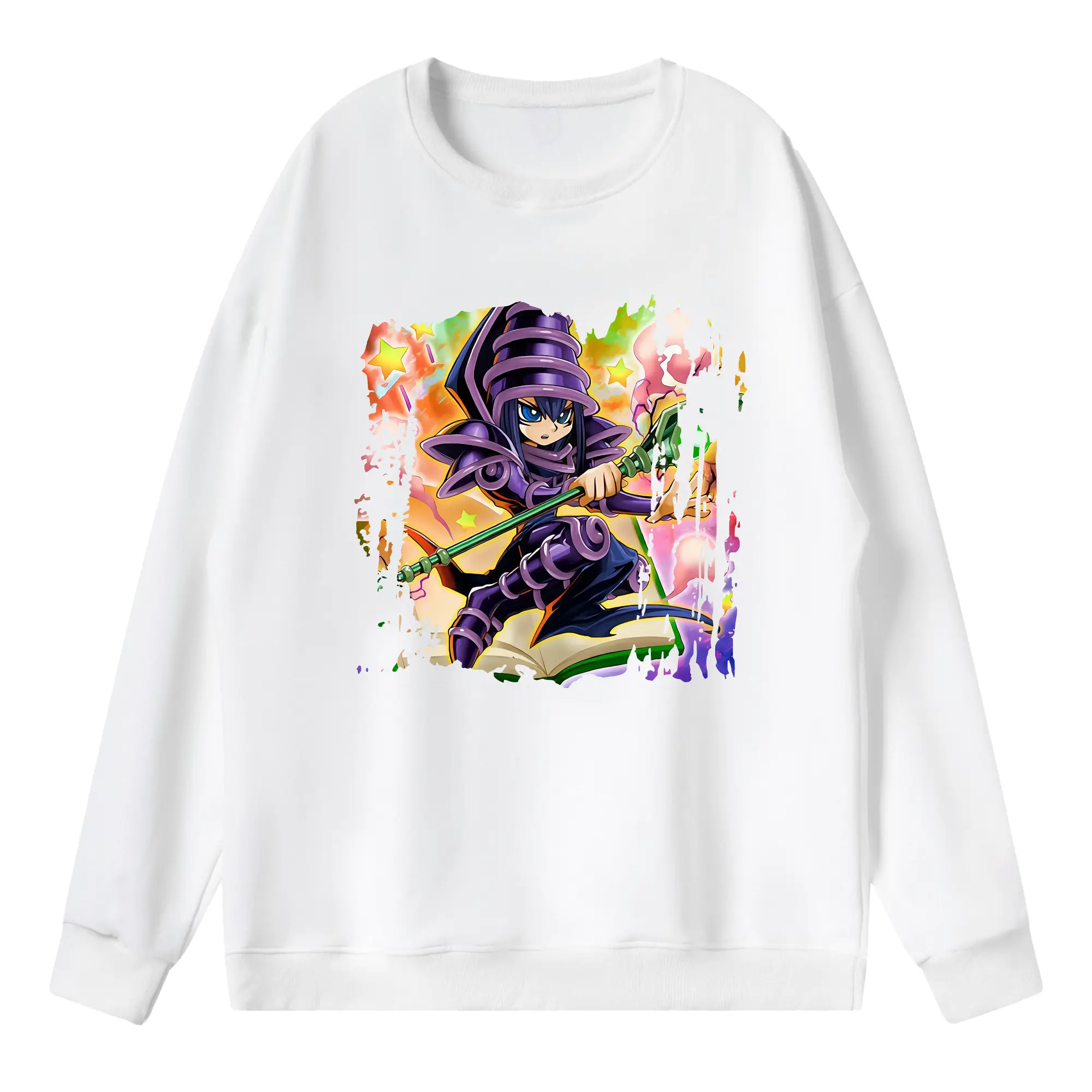 遊☆戯☆王 グッズ,ブラック・マジシャン - 薄手 クルーネック スウェット 裏毛260g · ポリエステル 春秋向け カジュアル 男女兼用 · トレーナー デイリー スポーツ 散歩に最適