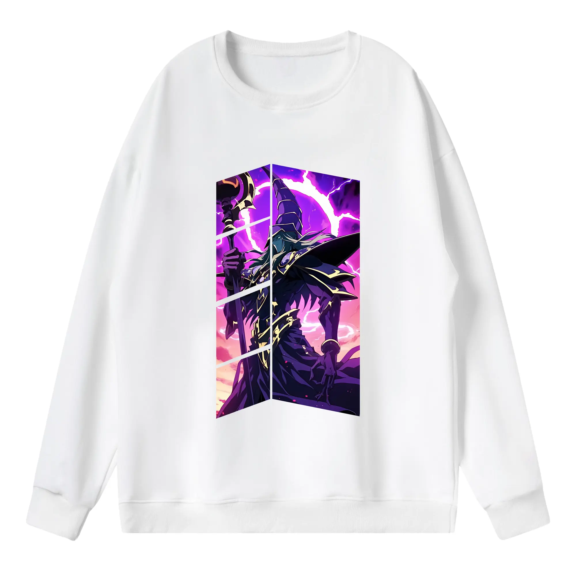 遊☆戯☆王 グッズ,ブラック・マジシャン - 薄手 クルーネック スウェット 裏毛260g · ポリエステル 春秋向け カジュアル 男女兼用 · トレーナー デイリー スポーツ 散歩に最適