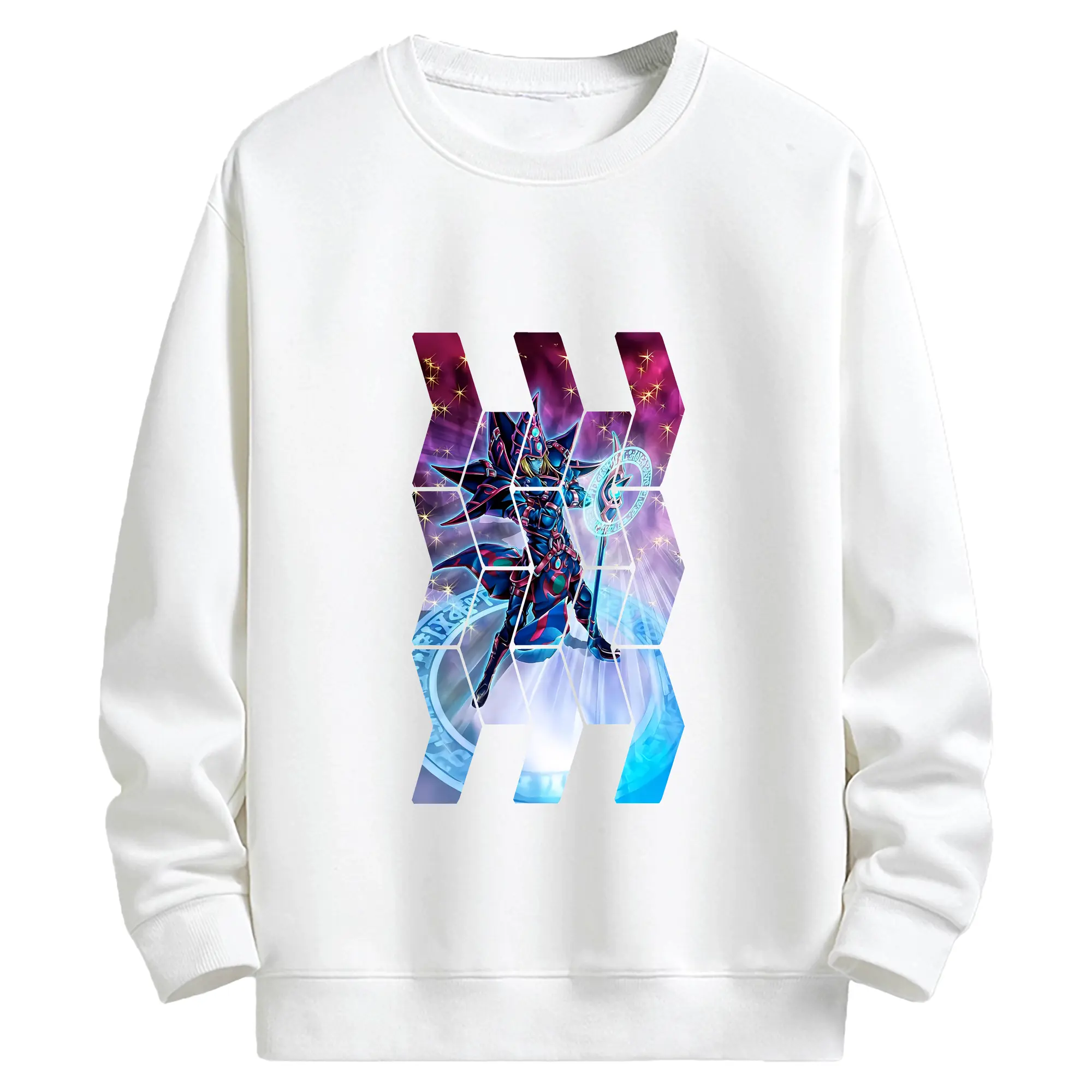 遊☆戯☆王 グッズ,ブラック・マジシャン - キッズ クルーネックスウェットシャツ ・ フロントプリント ・ 綿80％ ポリエステル20％ ・ 快適 通学 スポーツ 日常使い お散歩用