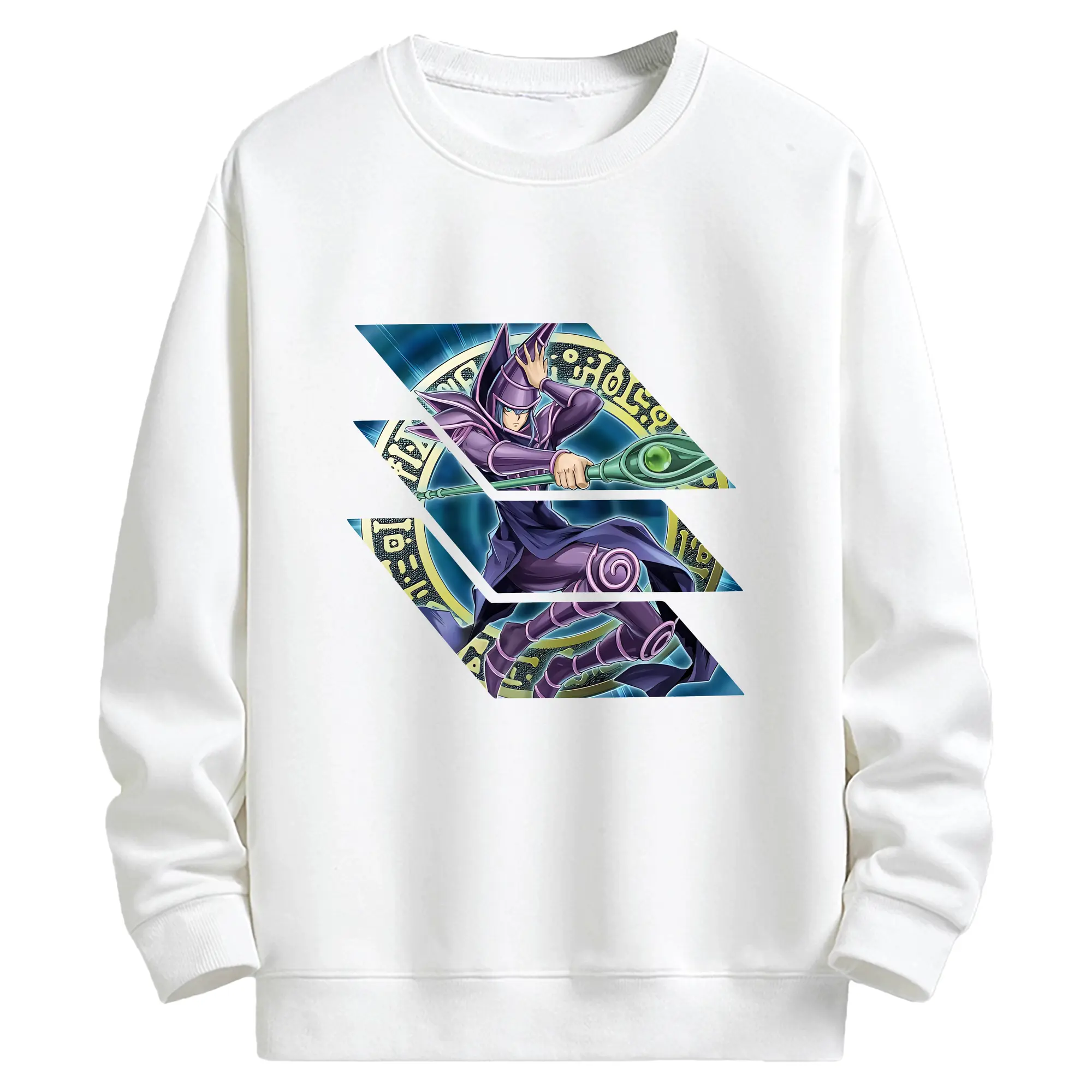 遊☆戯☆王 グッズ,ブラック・マジシャン - キッズ クルーネックスウェットシャツ ・ フロントプリント ・ 綿80％ ポリエステル20％ ・ 快適 通学 スポーツ 日常使い お散歩用