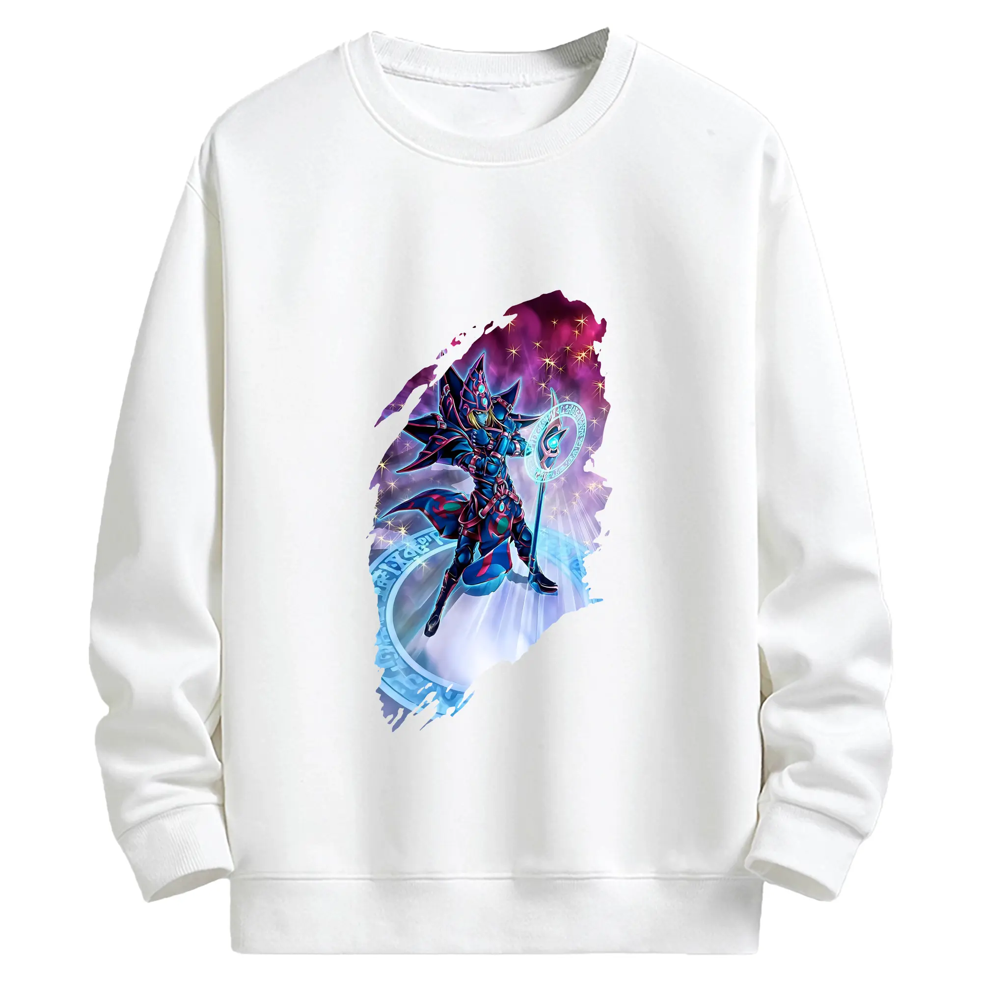 遊☆戯☆王 グッズ,ブラック・マジシャン - キッズ クルーネックスウェットシャツ ・ フロントプリント ・ 綿80％ ポリエステル20％ ・ 快適 通学 スポーツ 日常使い お散歩用