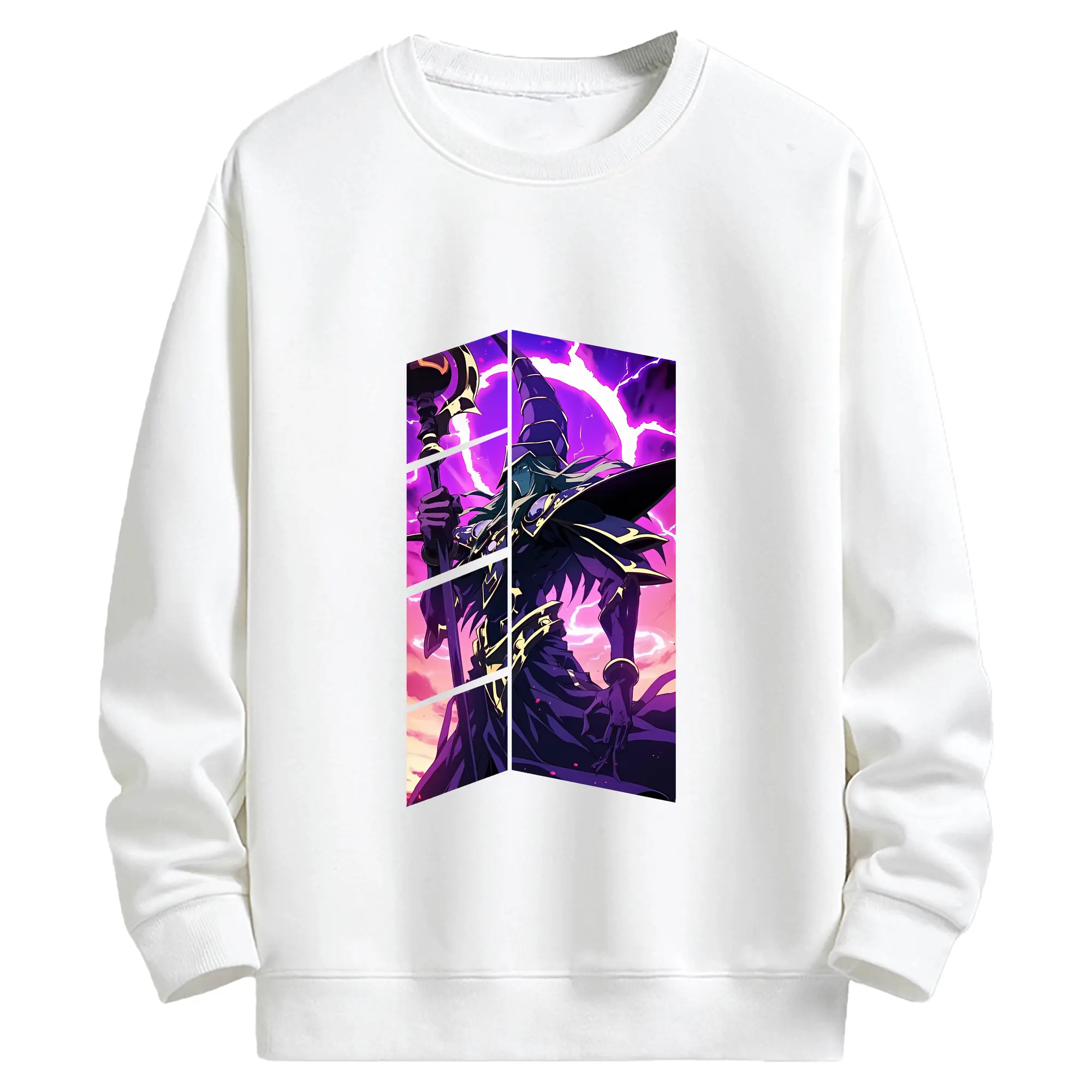 遊☆戯☆王 グッズ,ブラック・マジシャン - キッズ クルーネックスウェットシャツ ・ フロントプリント ・ 綿80％ ポリエステル20％ ・ 快適 通学 スポーツ 日常使い お散歩用