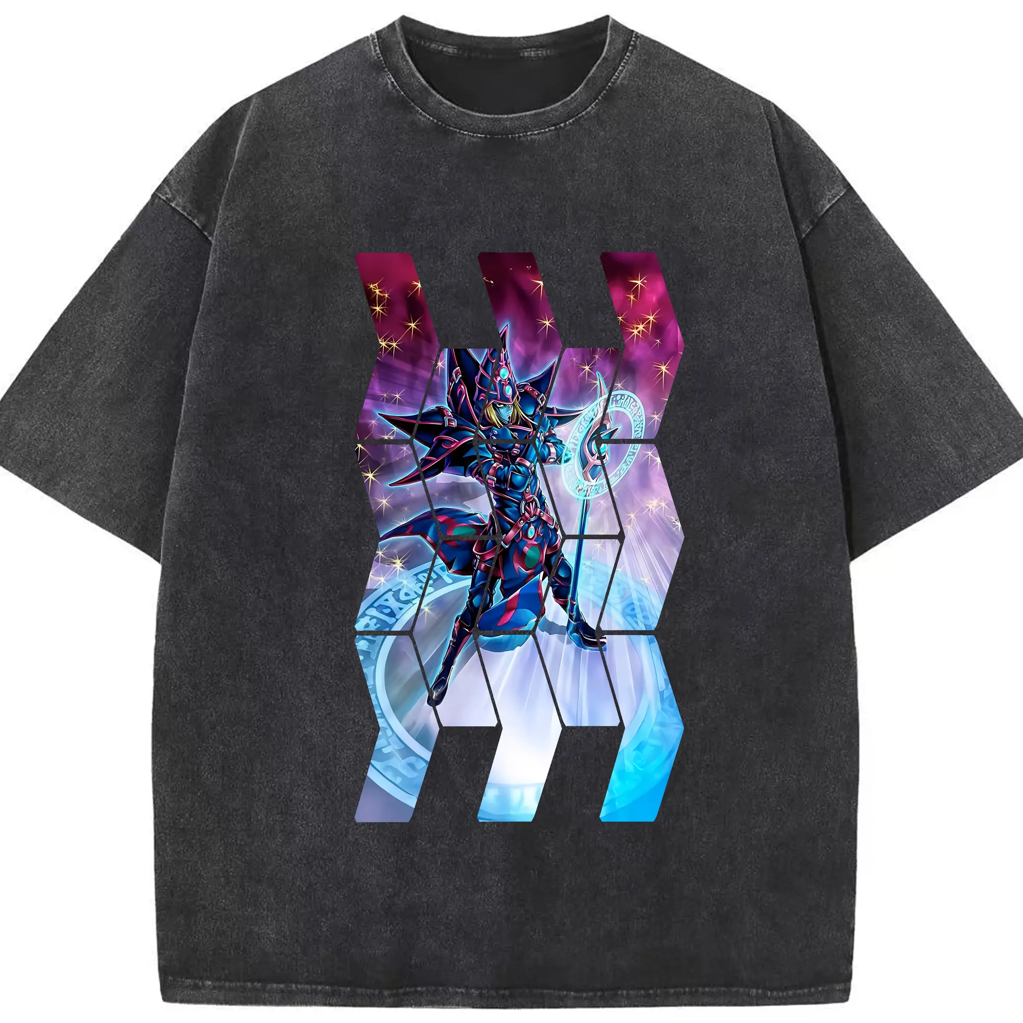 遊☆戯☆王 グッズ,ブラック・マジシャン - 綿100％ ヴィンテージ風 半袖Tシャツ ・ フロントプリント ・ 柔らか肌触り ・ 通気性 快適 ・ スポーツ カジュアル 外出用