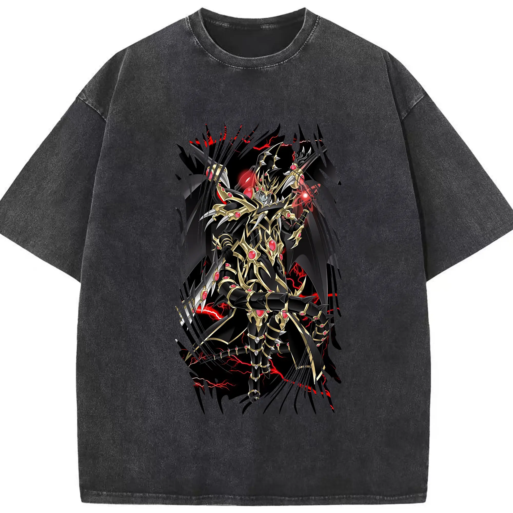 遊☆戯☆王 グッズ,ブラック・マジシャン - 綿100％ ヴィンテージ風 半袖Tシャツ ・ フロントプリント ・ 柔らか肌触り ・ 通気性 快適 ・ スポーツ カジュアル 外出用