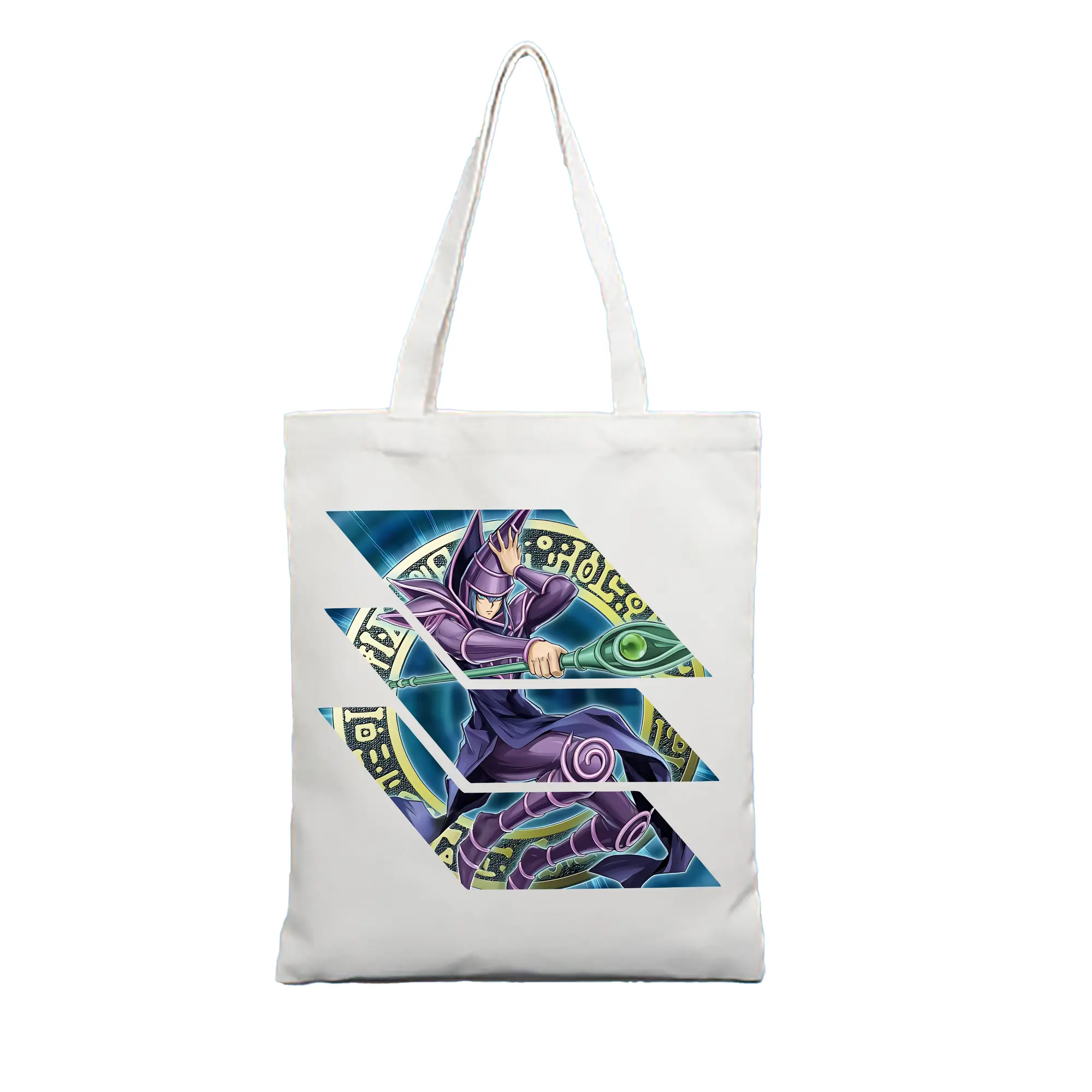 遊☆戯☆王 グッズ,ブラック・マジシャン - 縦型キャンバス手提げバッグ（トートバッグ） ・ キャンバス素材 ・ ショッピング用 ・ 軽量 丈夫 お手入れ簡単