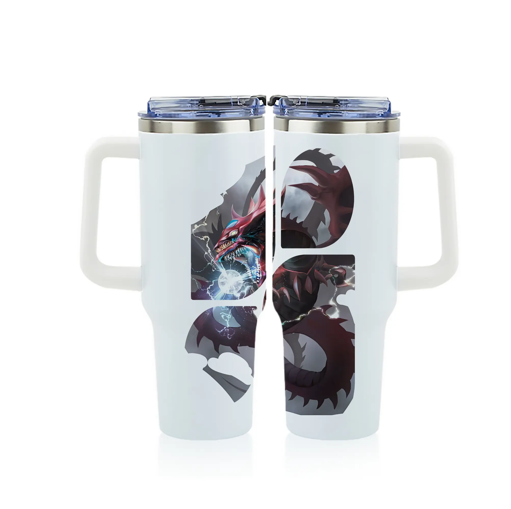 遊☆戯☆王 グッズ,さんげんしん - 1200mL フルプリント車用タンブラー ・ 304ステンレス 内側 ・ 201ステンレス 外側 ・ 保温 保冷 ・ 通勤 ドライブ アウトドア用