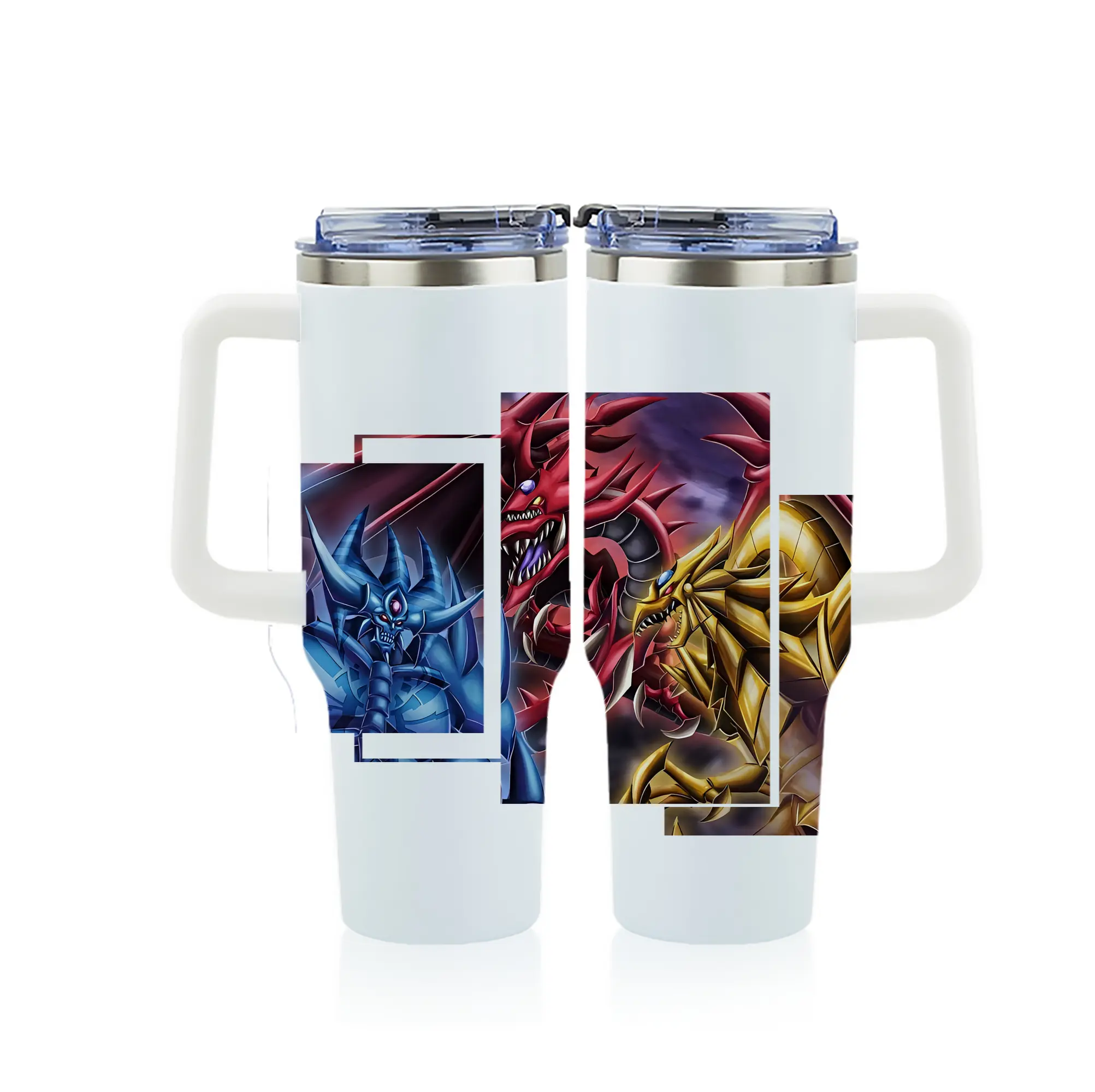 遊☆戯☆王 グッズ,さんげんしん - 1200mL フルプリント車用タンブラー ・ 304ステンレス 内側 ・ 201ステンレス 外側 ・ 保温 保冷 ・ 通勤 ドライブ アウトドア用