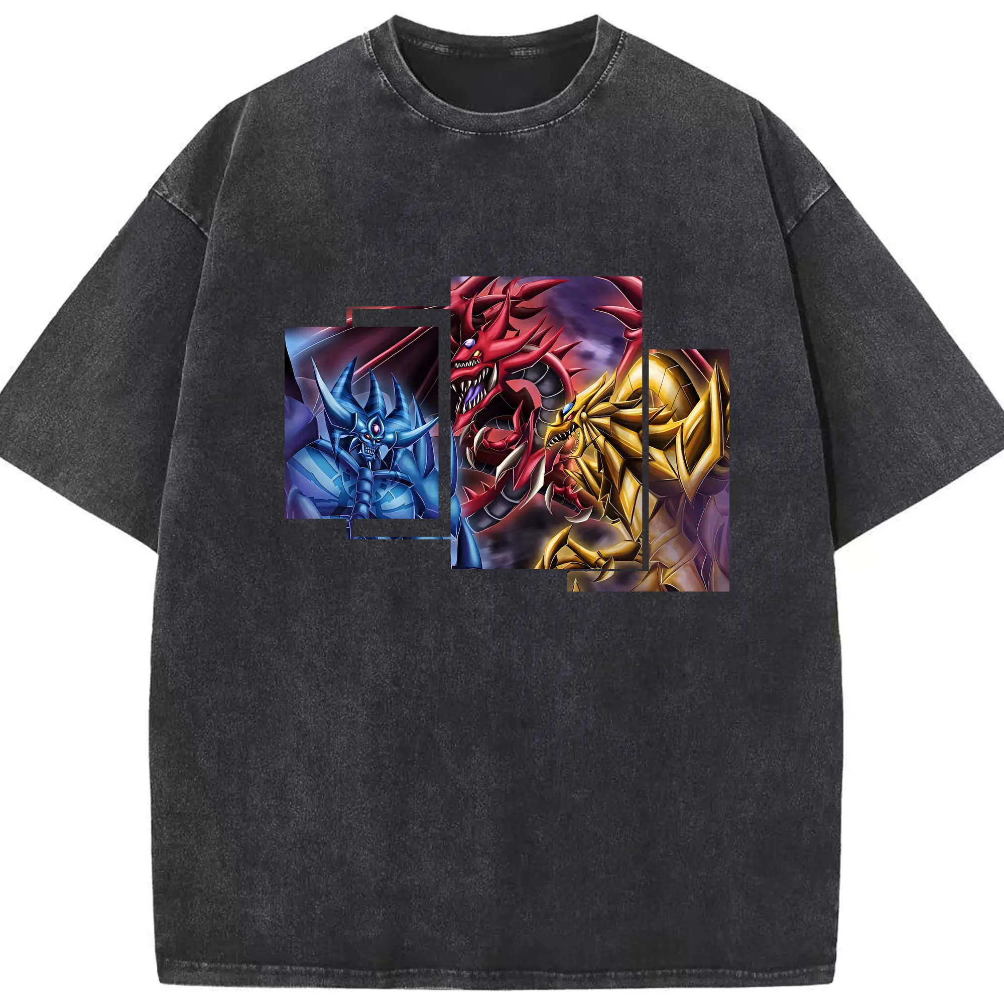 遊☆戯☆王 グッズ,さんげんしん - 綿100％ ヴィンテージ風 半袖Tシャツ ・ フロントプリント ・ 柔らか肌触り ・ 通気性 快適 ・ スポーツ カジュアル 外出用