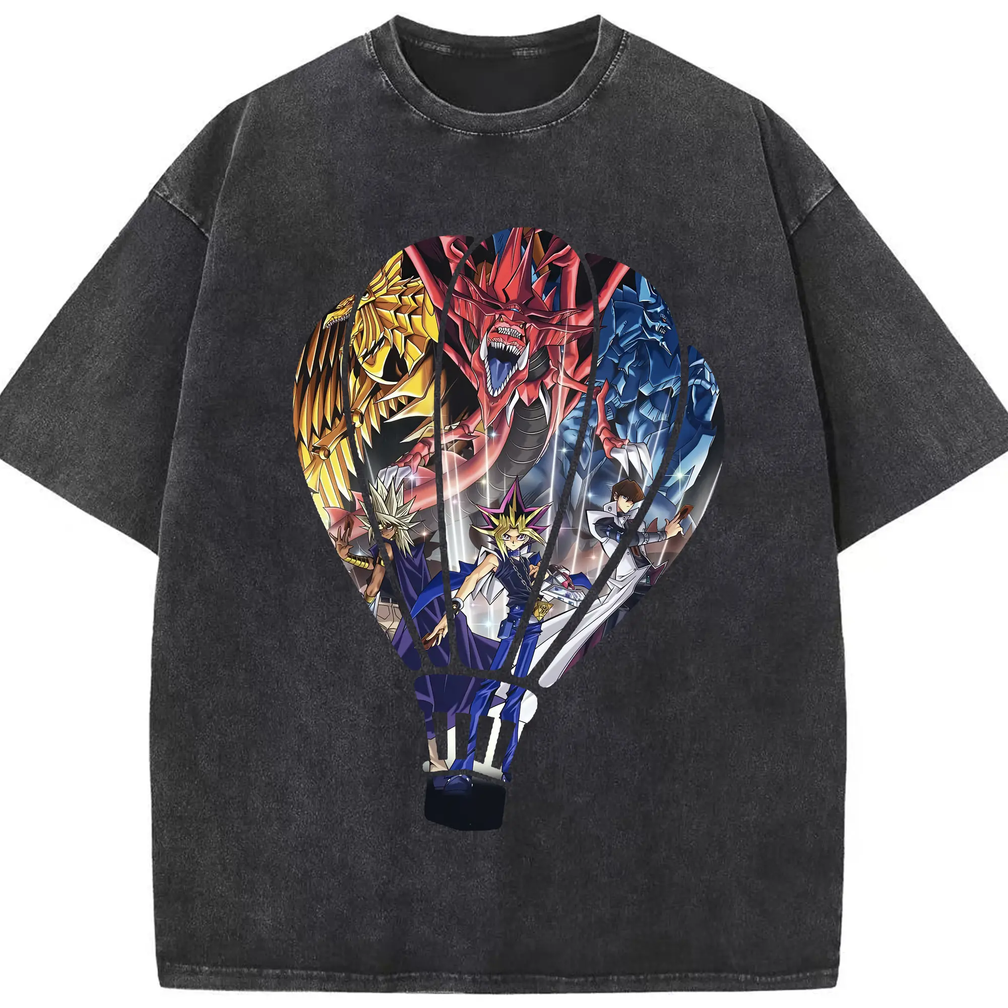 遊☆戯☆王 グッズ,さんげんしん - 綿100％ ヴィンテージ風 半袖Tシャツ ・ フロントプリント ・ 柔らか肌触り ・ 通気性 快適 ・ スポーツ カジュアル 外出用