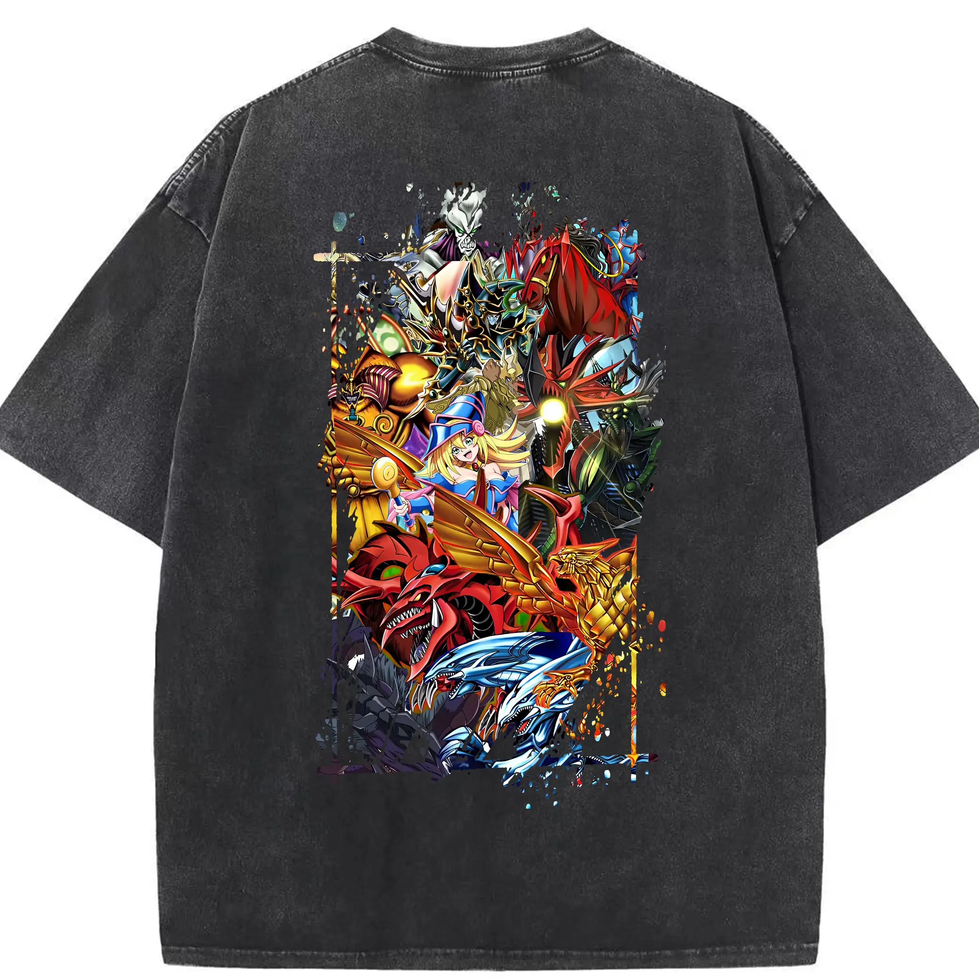 遊☆戯☆王 グッズ,さんげんしん - 綿100％ ヴィンテージ風 半袖Tシャツ ・ 背面プリント ・ 柔らか肌触り ・ 通気性 快適 ・ スポーツ カジュアル 外出用