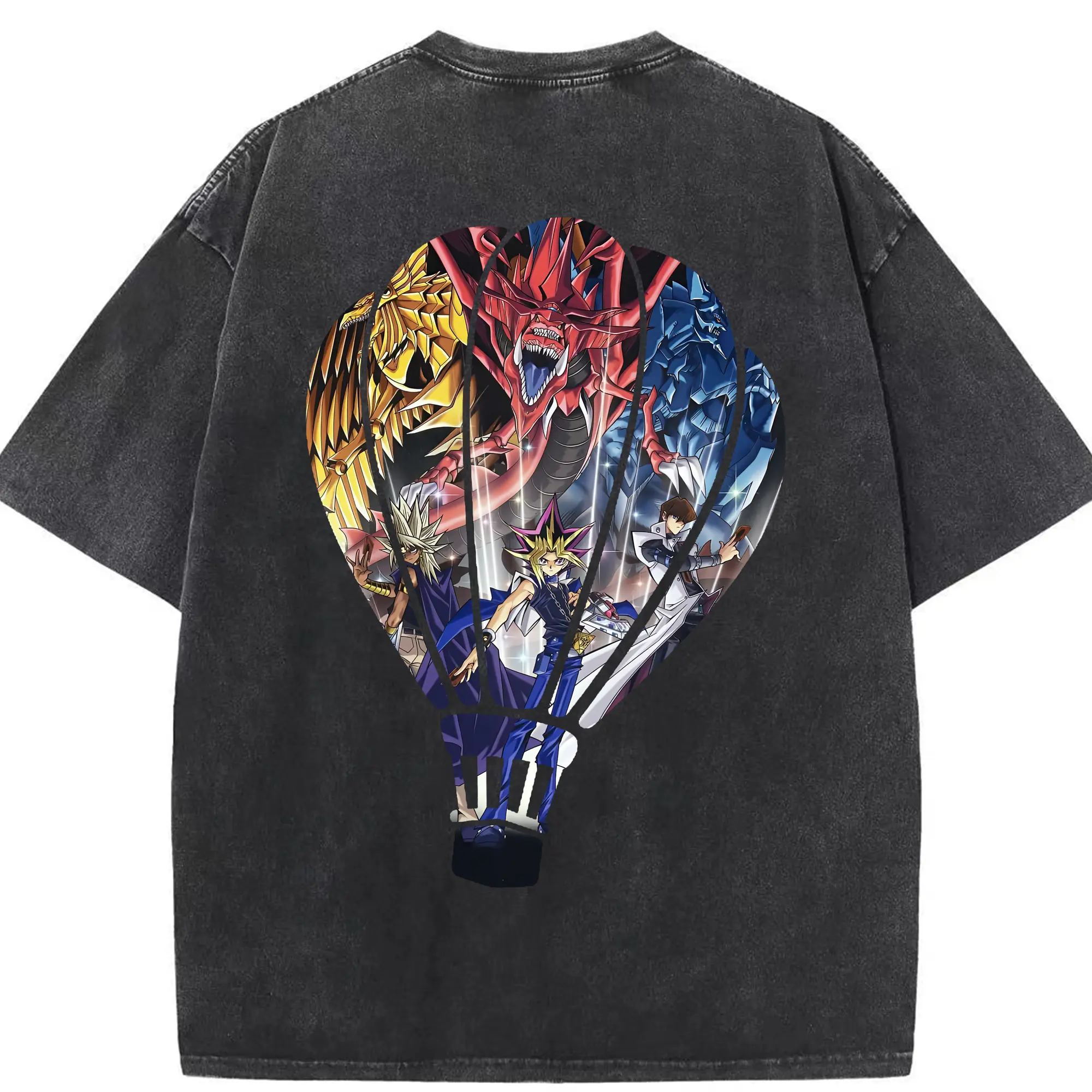 遊☆戯☆王 グッズ,さんげんしん - 綿100％ ヴィンテージ風 半袖Tシャツ ・ 背面プリント ・ 柔らか肌触り ・ 通気性 快適 ・ スポーツ カジュアル 外出用