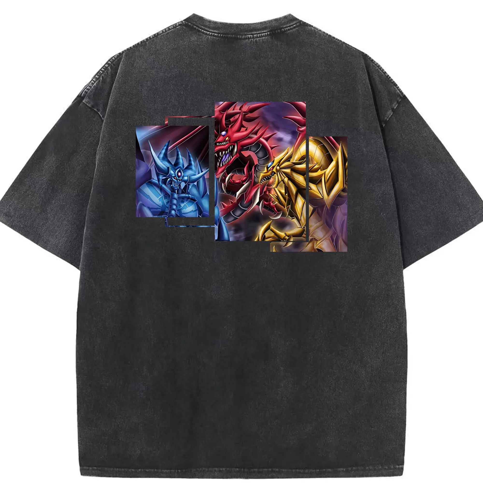 遊☆戯☆王 グッズ,さんげんしん - 綿100％ ヴィンテージ風 半袖Tシャツ ・ 背面プリント ・ 柔らか肌触り ・ 通気性 快適 ・ スポーツ カジュアル 外出用