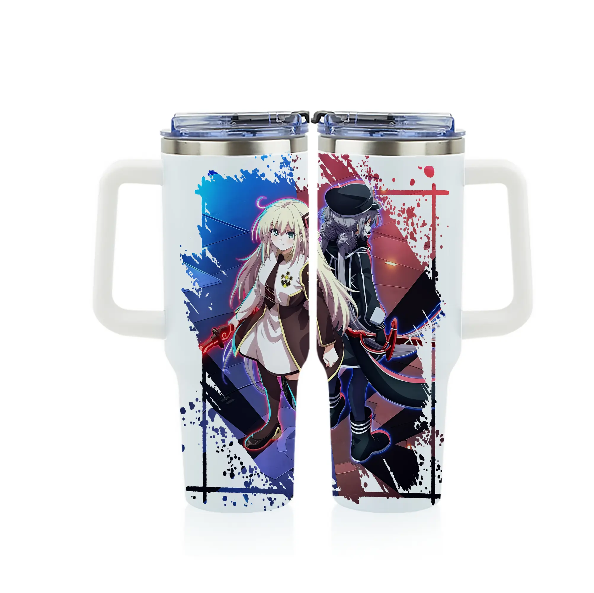 遊☆戯☆王 グッズ,閃刀姫 - 1200mL フルプリント車用タンブラー ・ 304ステンレス 内側 ・ 201ステンレス 外側 ・ 保温 保冷 ・ 通勤 ドライブ アウトドア用