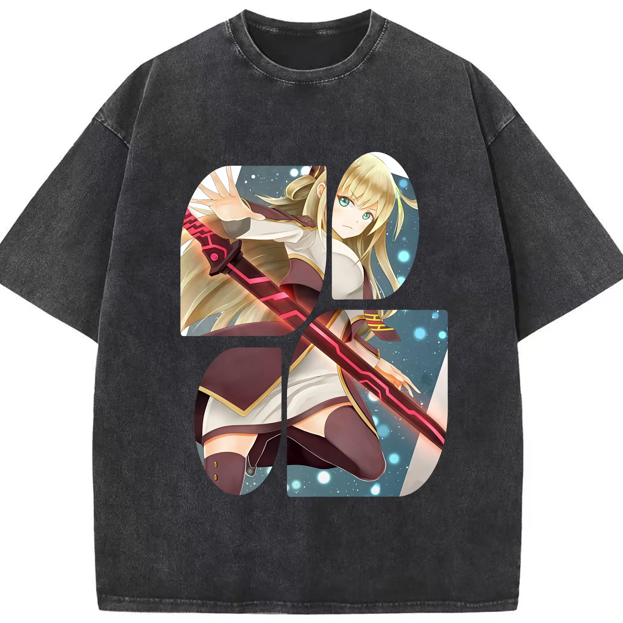 遊☆戯☆王 グッズ,閃刀姫 - 綿100％ ヴィンテージ風 半袖Tシャツ ・ フロントプリント ・ 柔らか肌触り ・ 通気性 快適 ・ スポーツ カジュアル 外出用