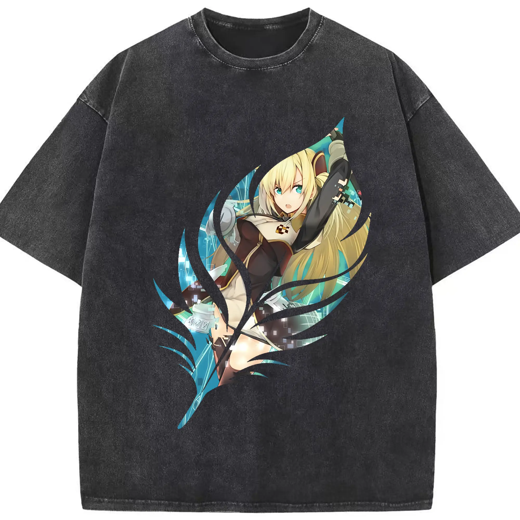 遊☆戯☆王 グッズ,閃刀姫 - 綿100％ ヴィンテージ風 半袖Tシャツ ・ フロントプリント ・ 柔らか肌触り ・ 通気性 快適 ・ スポーツ カジュアル 外出用