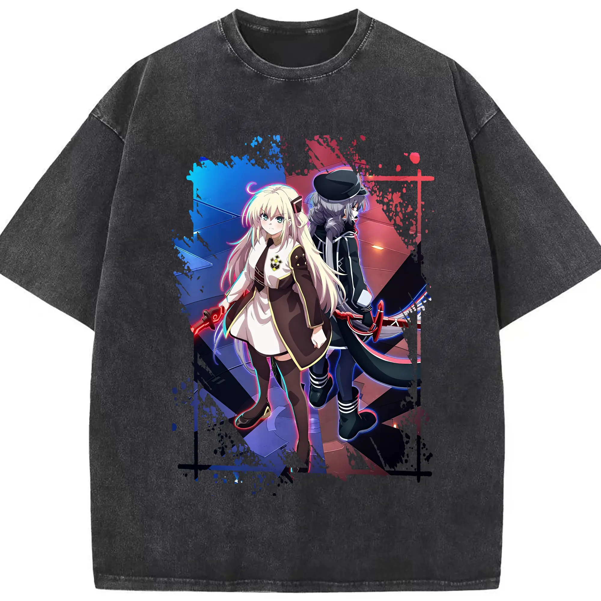 遊☆戯☆王 グッズ,閃刀姫 - 綿100％ ヴィンテージ風 半袖Tシャツ ・ フロントプリント ・ 柔らか肌触り ・ 通気性 快適 ・ スポーツ カジュアル 外出用