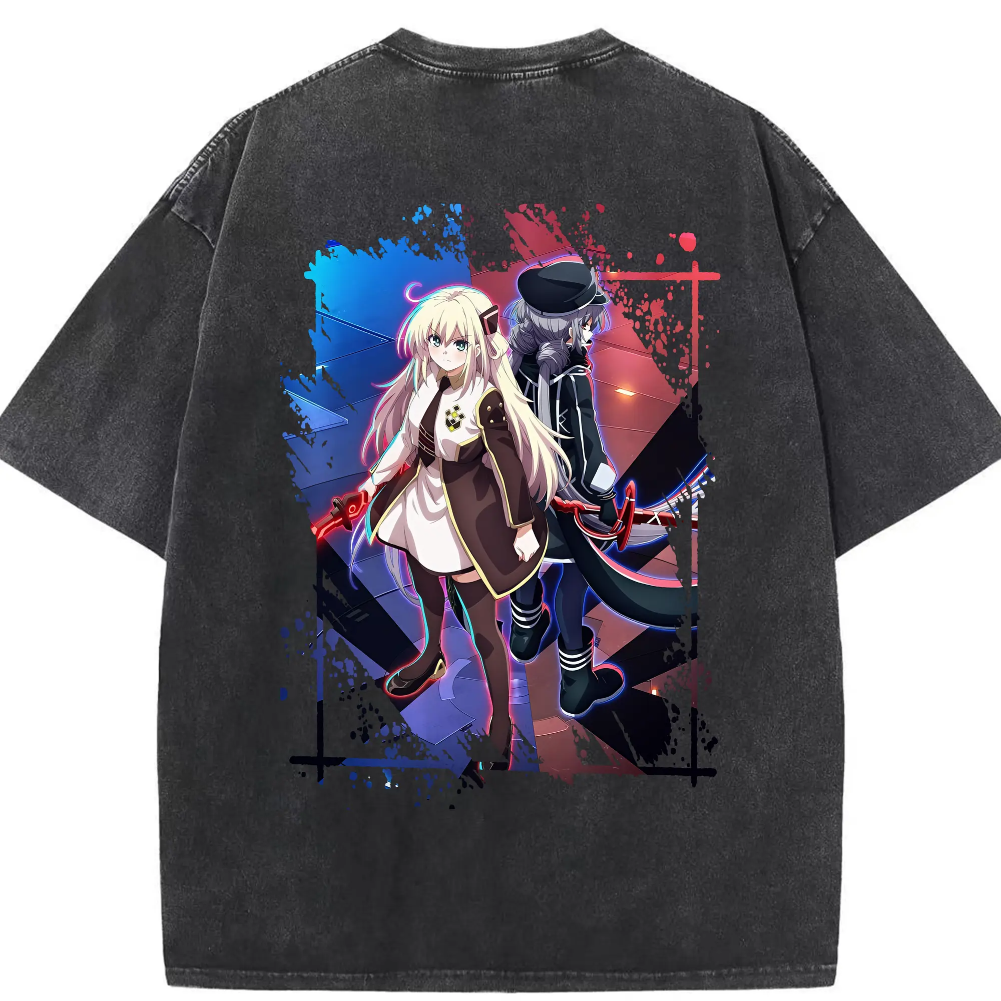 遊☆戯☆王 グッズ,閃刀姫 - 綿100％ ヴィンテージ風 半袖Tシャツ ・ 背面プリント ・ 柔らか肌触り ・ 通気性 快適 ・ スポーツ カジュアル 外出用