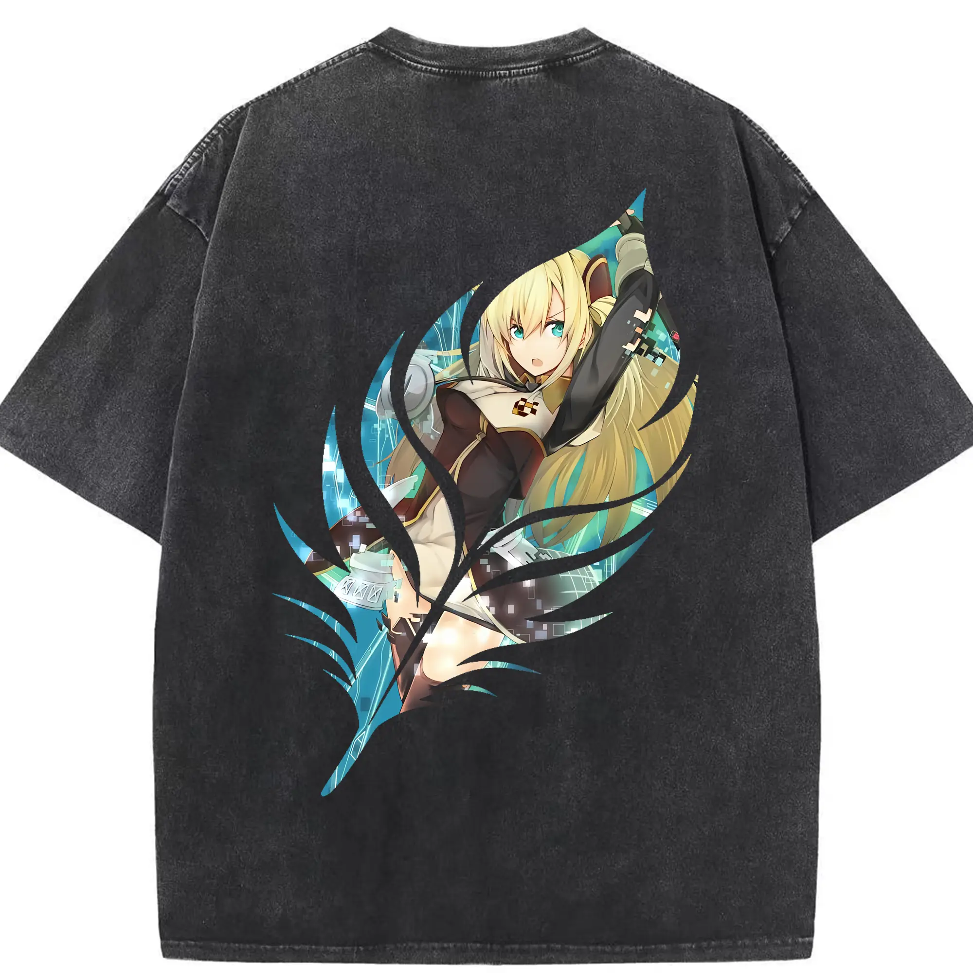 遊☆戯☆王 グッズ,閃刀姫 - 綿100％ ヴィンテージ風 半袖Tシャツ ・ 背面プリント ・ 柔らか肌触り ・ 通気性 快適 ・ スポーツ カジュアル 外出用