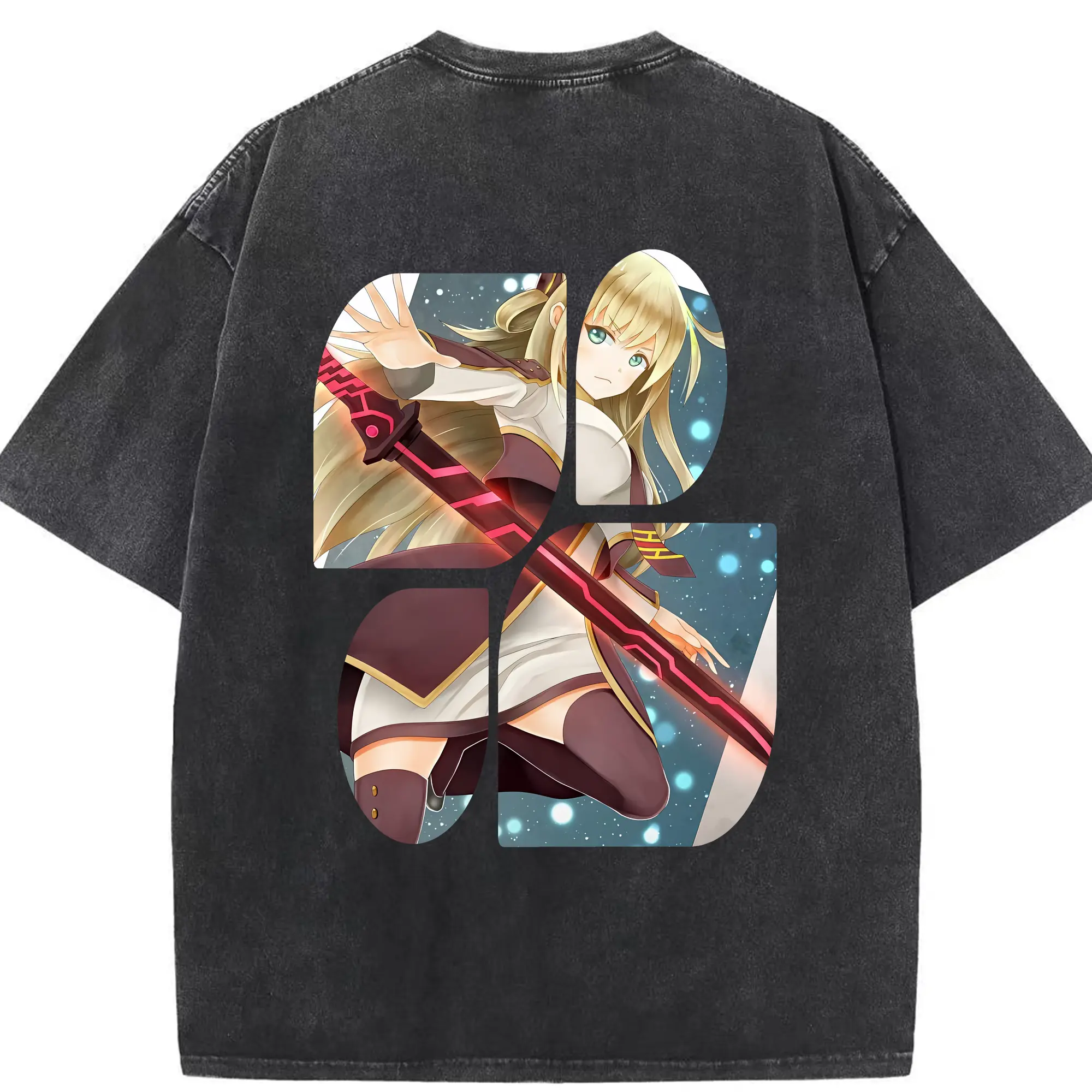 遊☆戯☆王 グッズ,閃刀姫 - 綿100％ ヴィンテージ風 半袖Tシャツ ・ 背面プリント ・ 柔らか肌触り ・ 通気性 快適 ・ スポーツ カジュアル 外出用