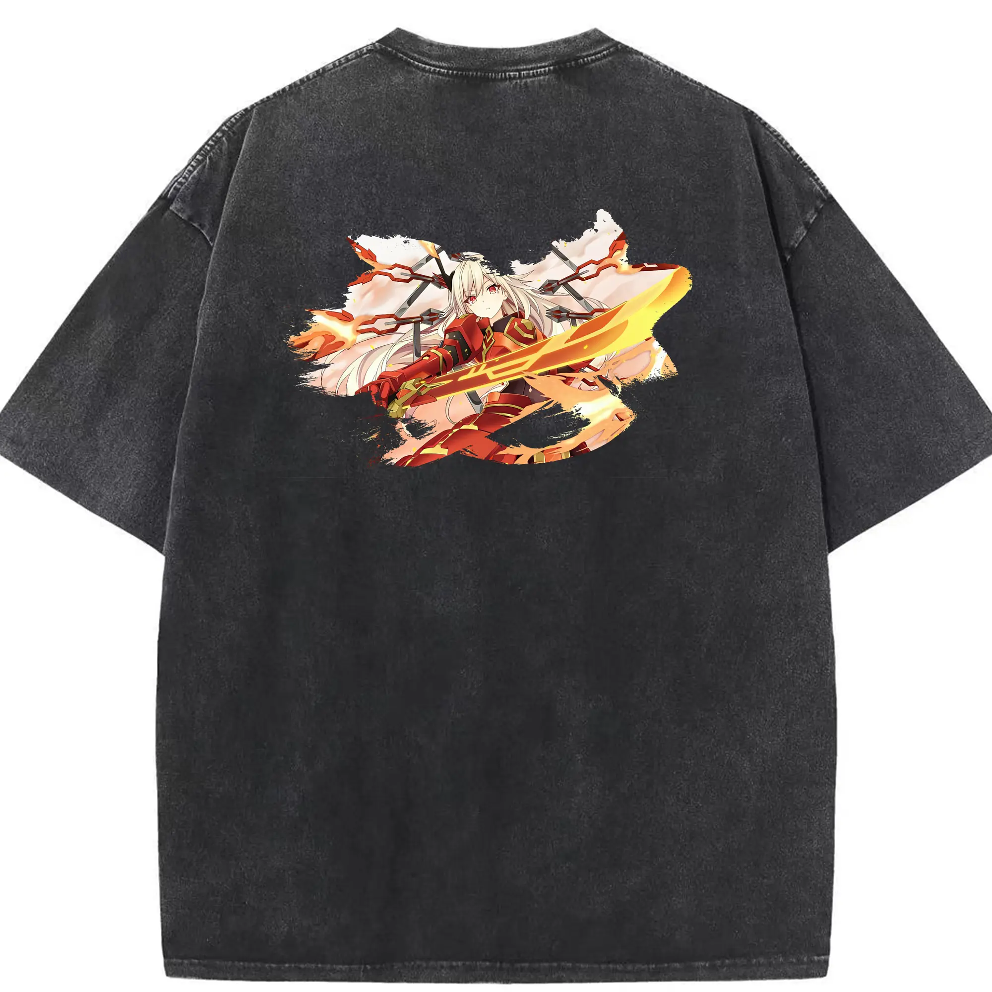 遊☆戯☆王 グッズ,閃刀姫 - 綿100％ ヴィンテージ風 半袖Tシャツ ・ 背面プリント ・ 柔らか肌触り ・ 通気性 快適 ・ スポーツ カジュアル 外出用