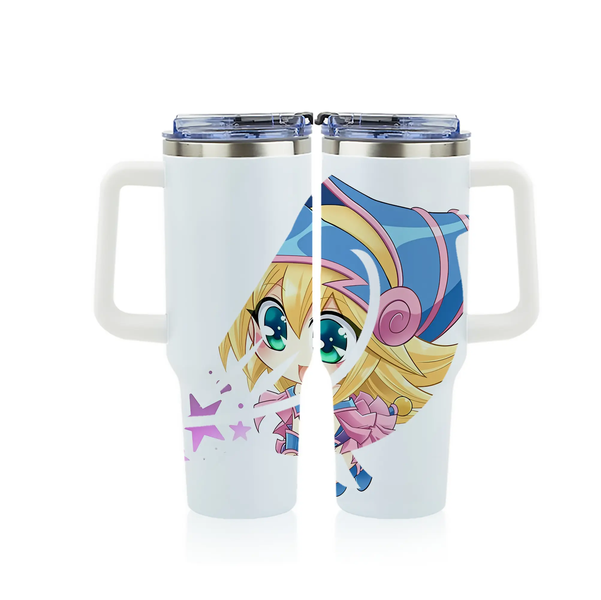 遊☆戯☆王 グッズ,黒魔導少女 - 1200mL フルプリント車用タンブラー ・ 304ステンレス 内側 ・ 201ステンレス 外側 ・ 保温 保冷 ・ 通勤 ドライブ アウトドア用