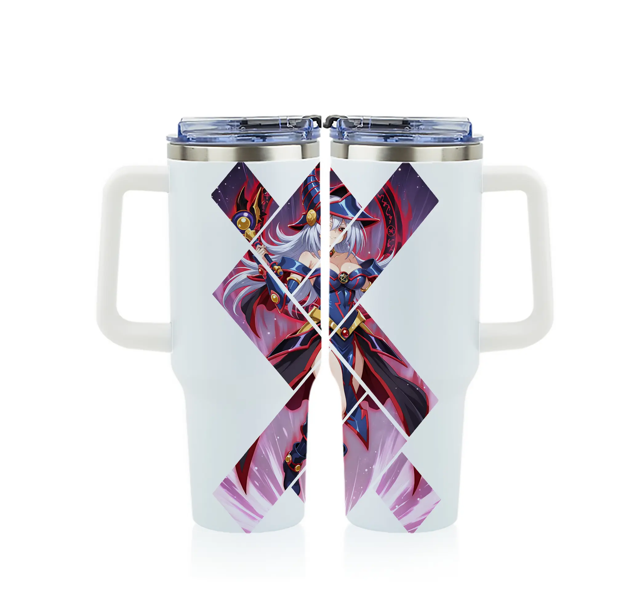 遊☆戯☆王 グッズ,黒魔導少女 - 1200mL フルプリント車用タンブラー ・ 304ステンレス 内側 ・ 201ステンレス 外側 ・ 保温 保冷 ・ 通勤 ドライブ アウトドア用