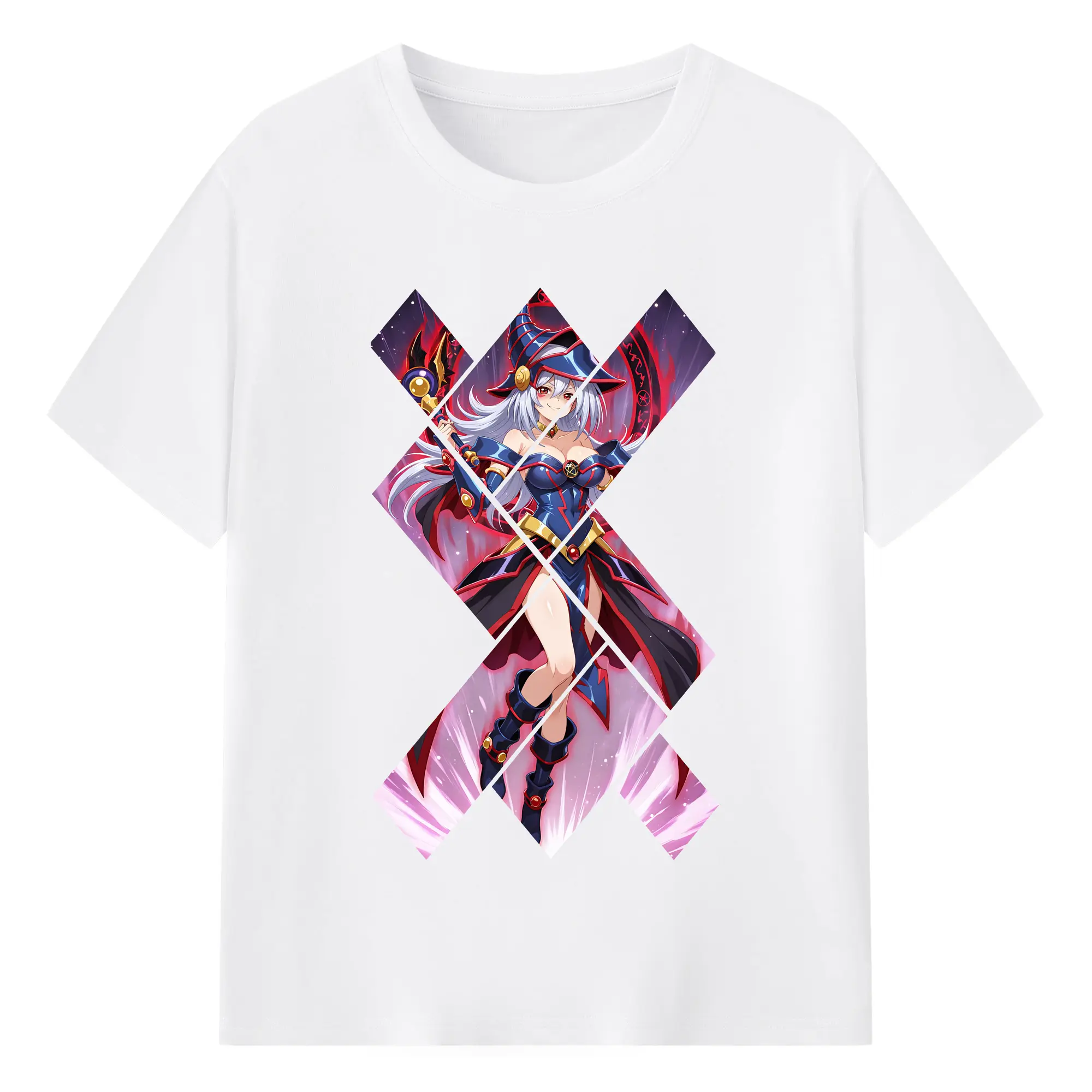 遊☆戯☆王 グッズ,黒魔導少女 - 綿100％ 半袖Tシャツ ・ フロントプリント ・ 快適 通気性 ・ 日常使い 散歩 スポーツ用