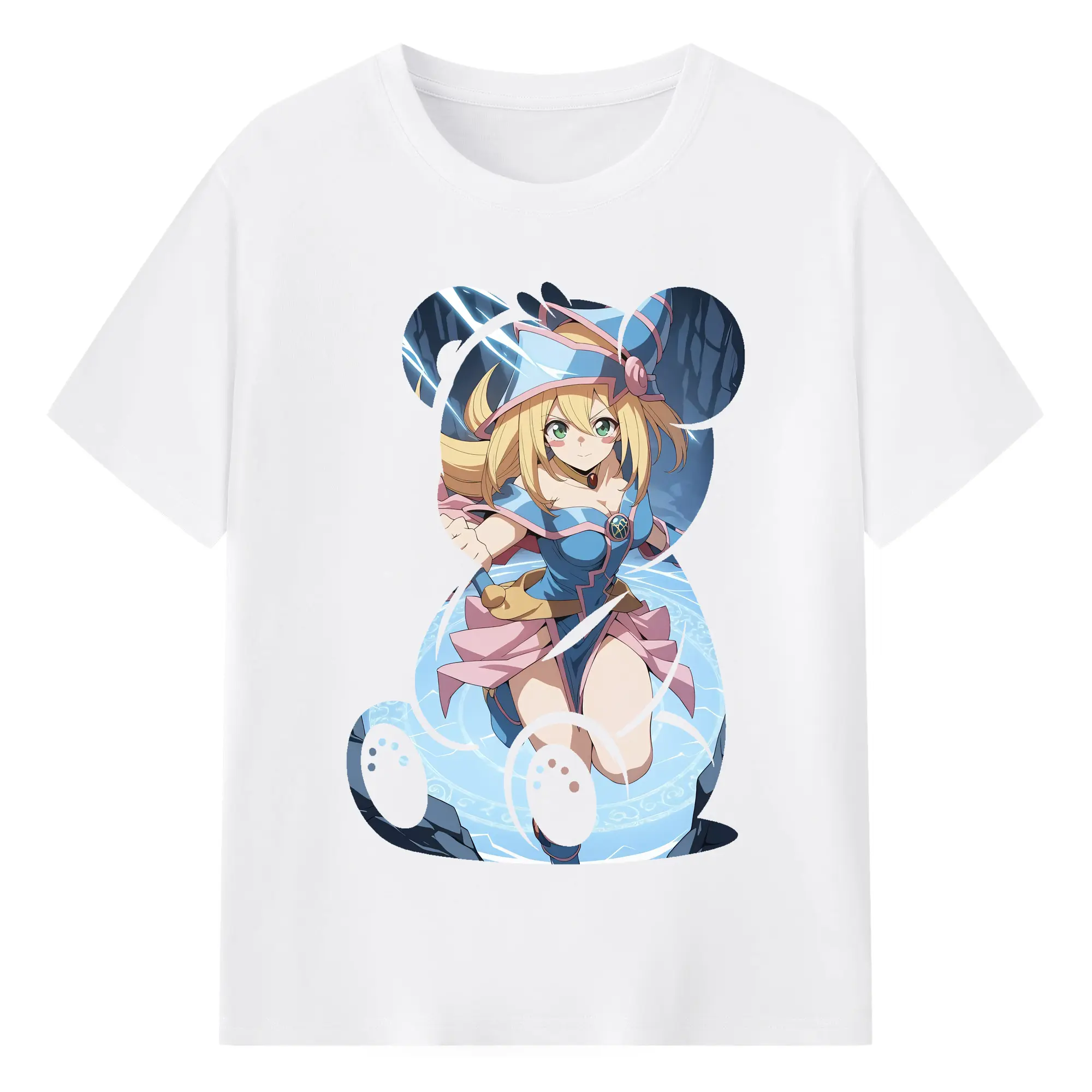 遊☆戯☆王 グッズ,黒魔導少女 - 綿100％ 半袖Tシャツ ・ フロントプリント ・ 快適 通気性 ・ 日常使い 散歩 スポーツ用