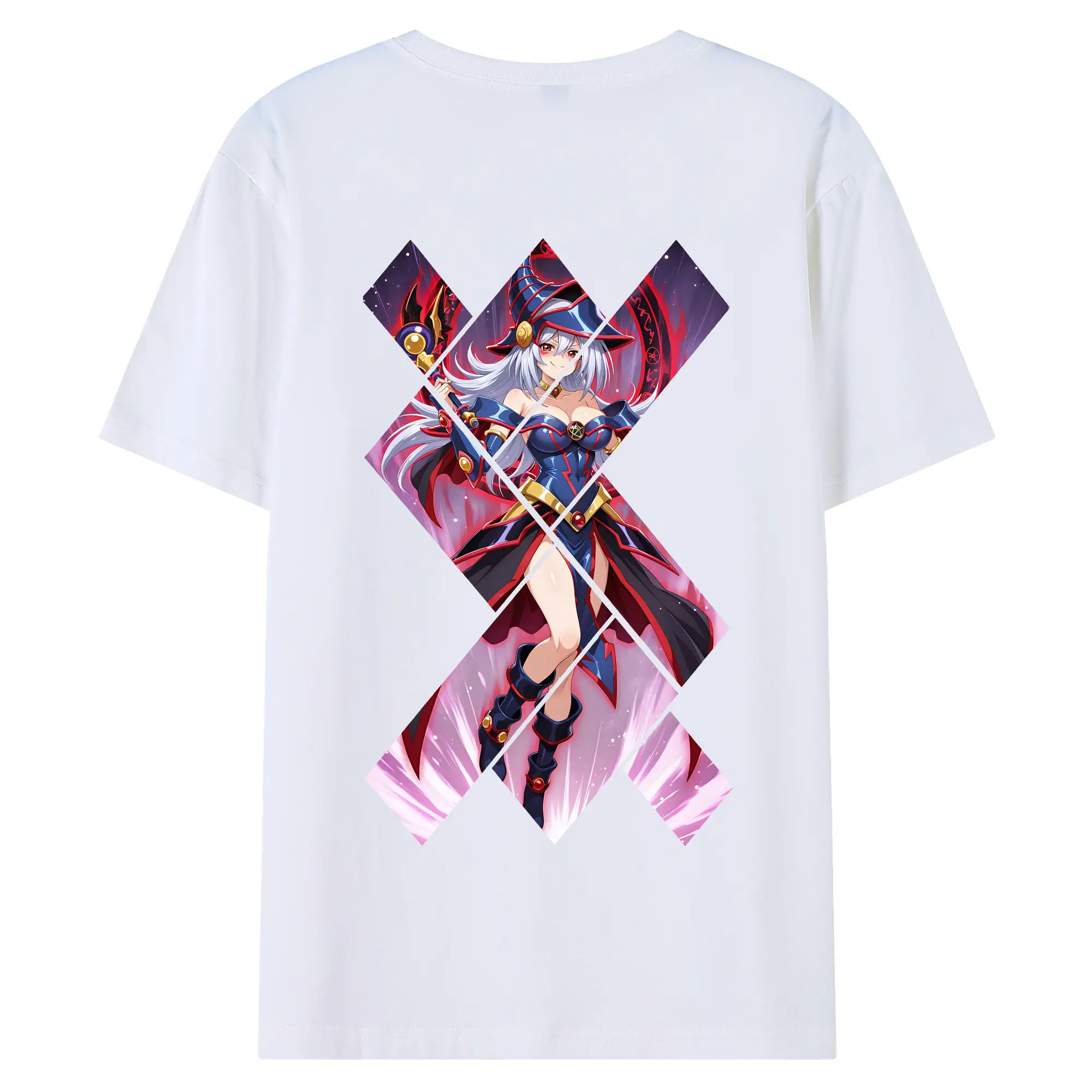 遊☆戯☆王 グッズ,黒魔導少女 - 綿100％ 半袖Tシャツ ・ バックプリント ・ 快適 通気性 ・ 日常使い 散歩 スポーツ用