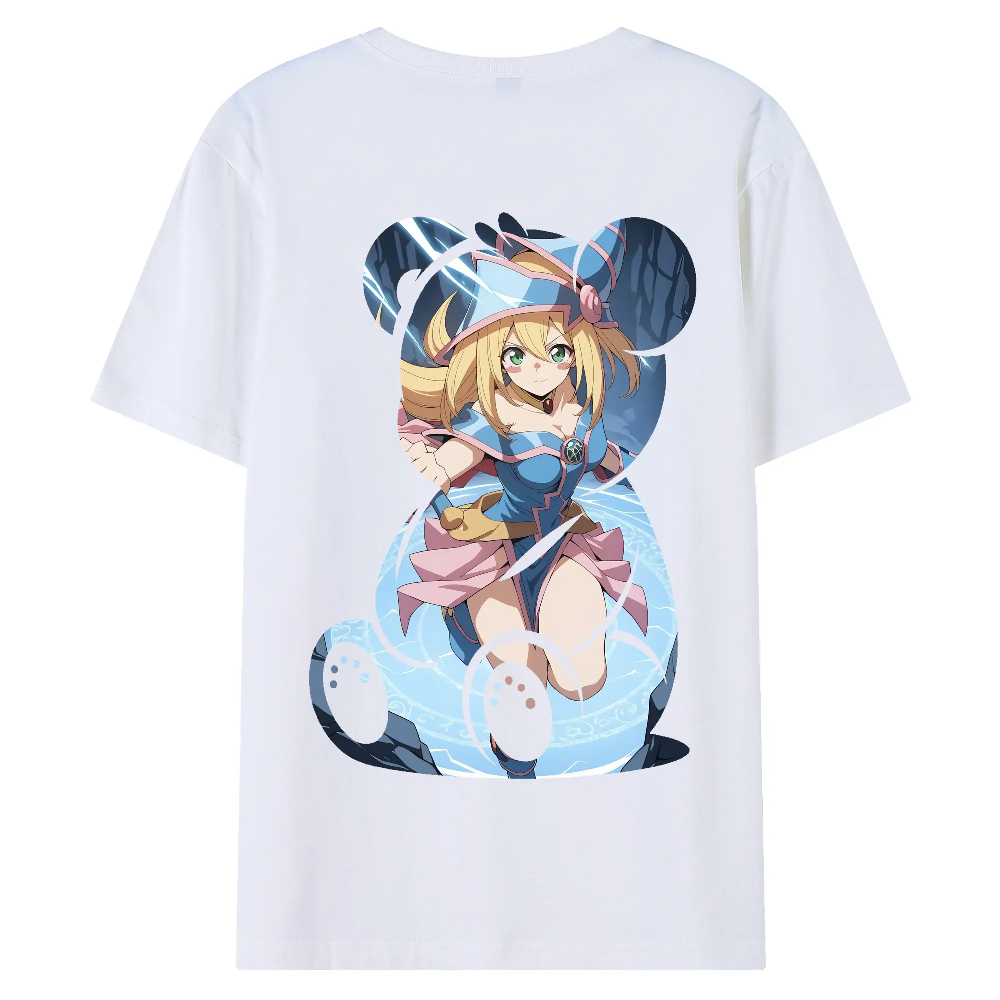 遊☆戯☆王 グッズ,黒魔導少女 - 綿100％ 半袖Tシャツ ・ バックプリント ・ 快適 通気性 ・ 日常使い 散歩 スポーツ用