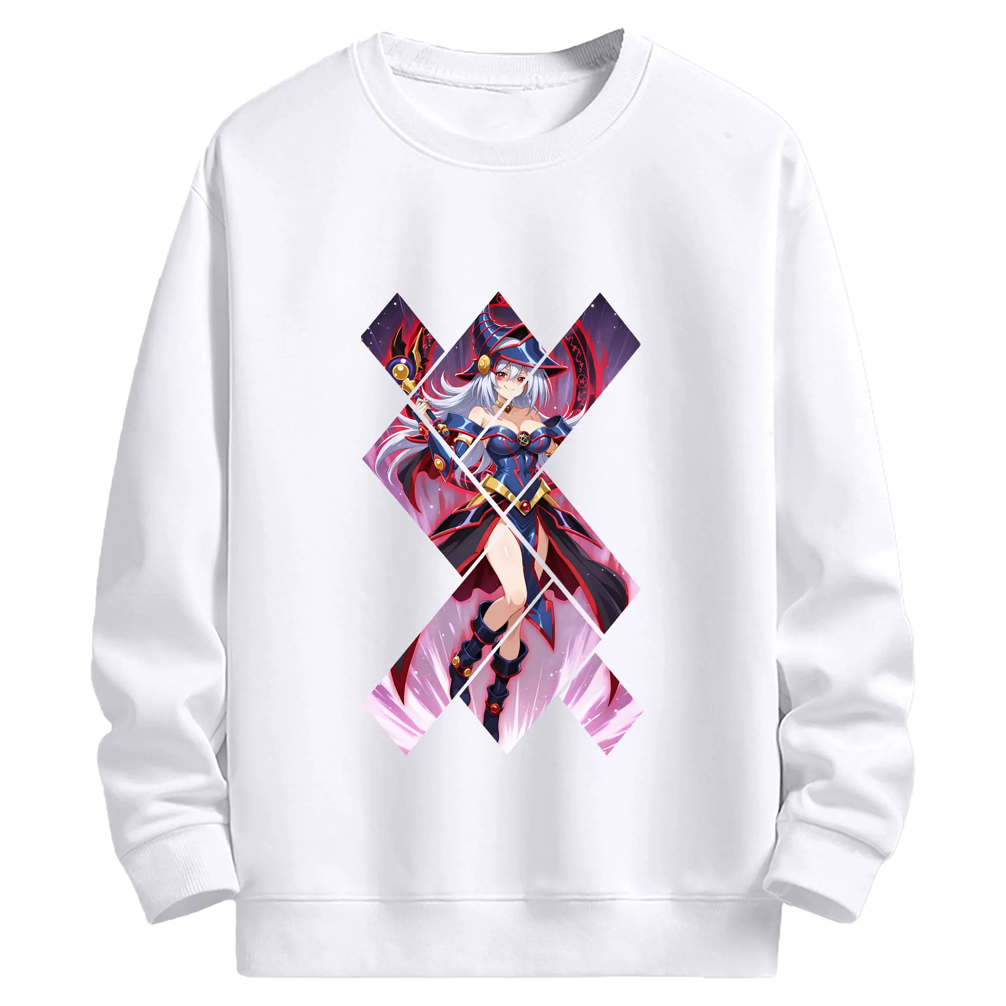 遊☆戯☆王 グッズ,黒魔導少女 - 高品質 クルーネック スウェット ・ コットン59％ ポリエステル41％ ・ ユニセックス 長袖 トレーナー ・ カジュアル デイリー スポーツ 散歩用