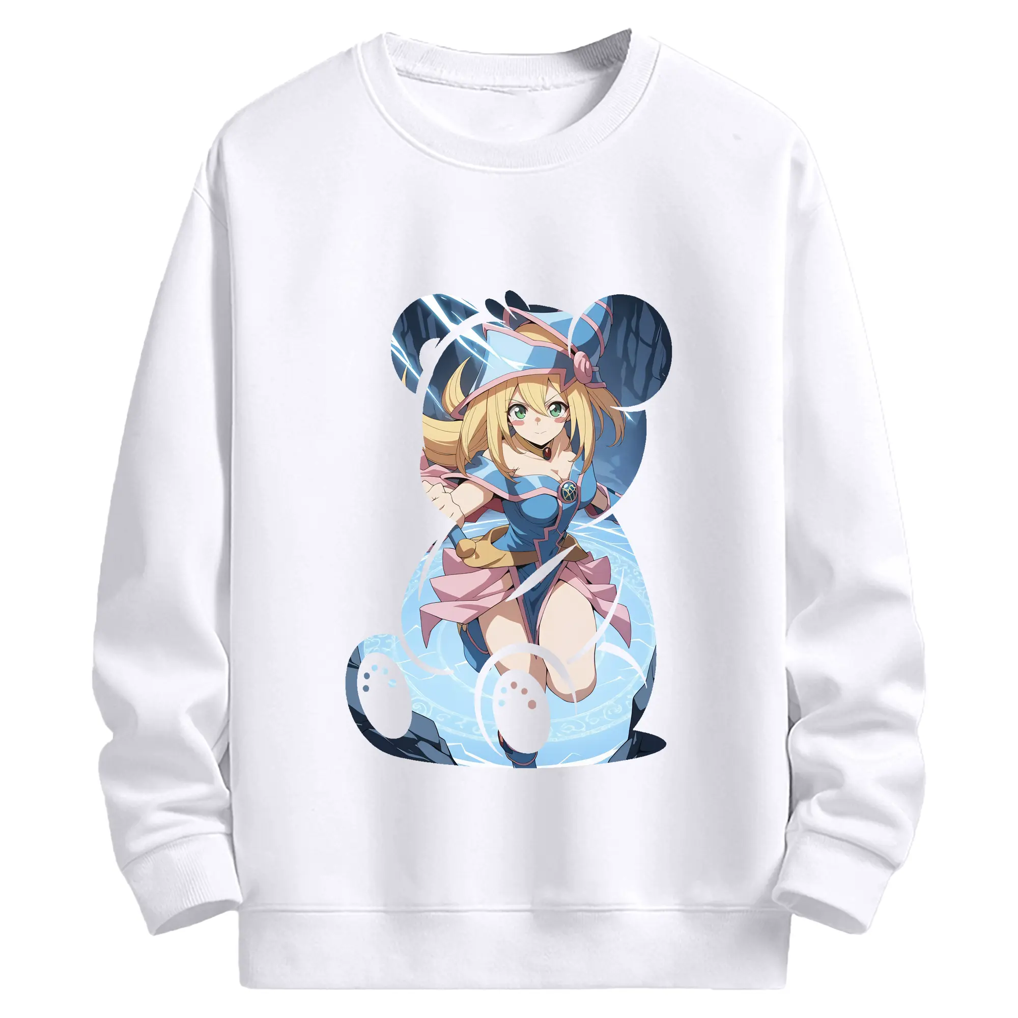 遊☆戯☆王 グッズ,黒魔導少女 - 高品質 クルーネック スウェット ・ コットン59％ ポリエステル41％ ・ ユニセックス 長袖 トレーナー ・ カジュアル デイリー スポーツ 散歩用